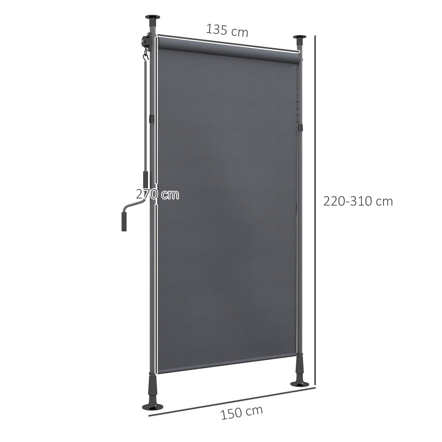 Dark gray Weatherproof Balcony awning - 150x220-310cm