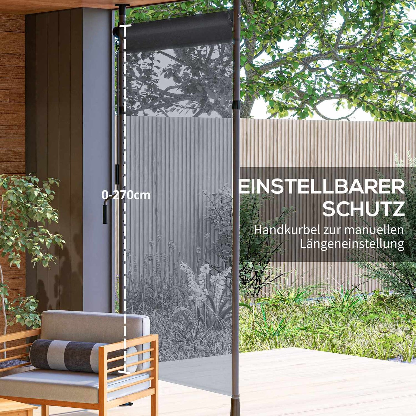 Dark gray Weatherproof Balcony awning - 150x220-310cm