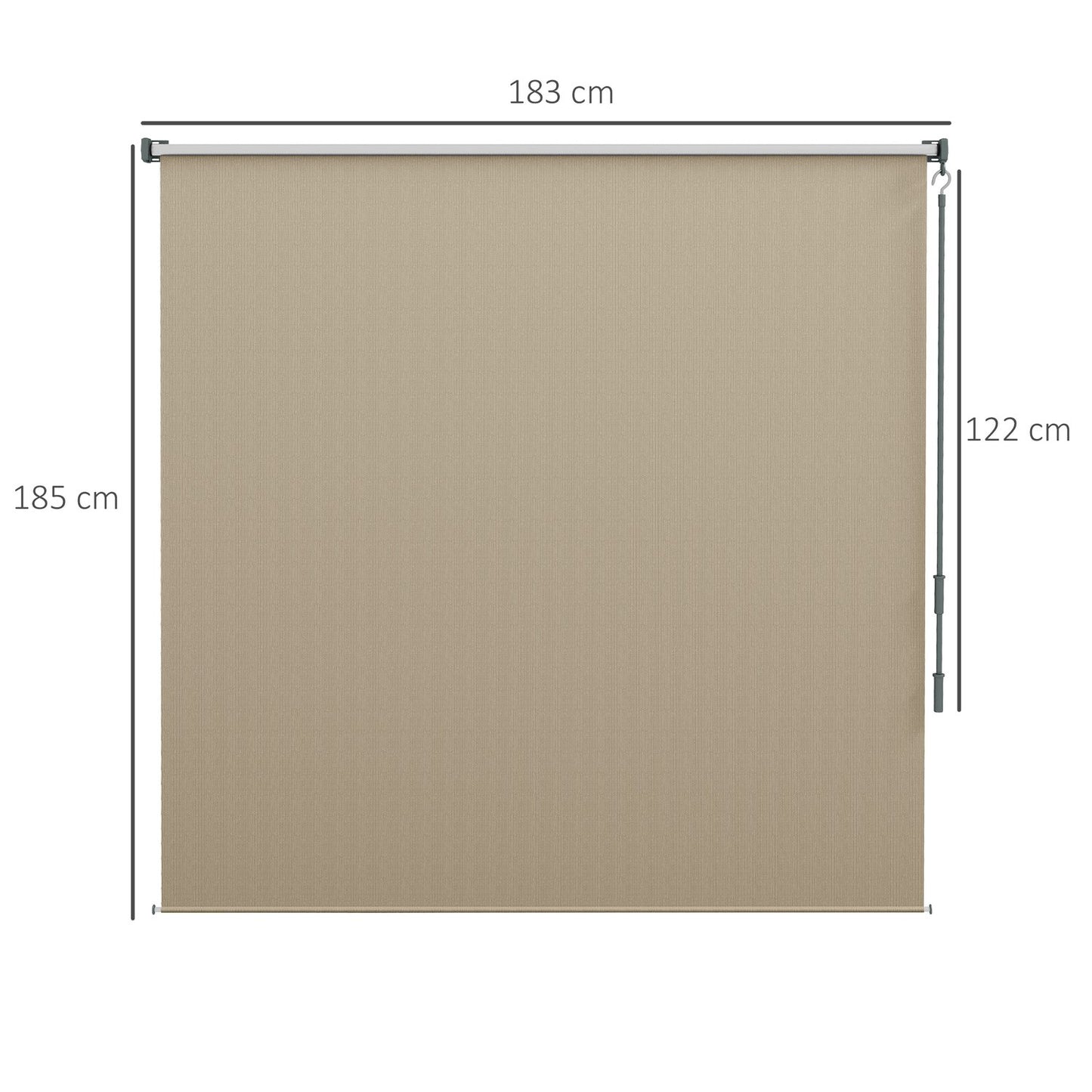 Beige Blackout Outdoor roller blind, 183 x 185 cm, Privacy screen