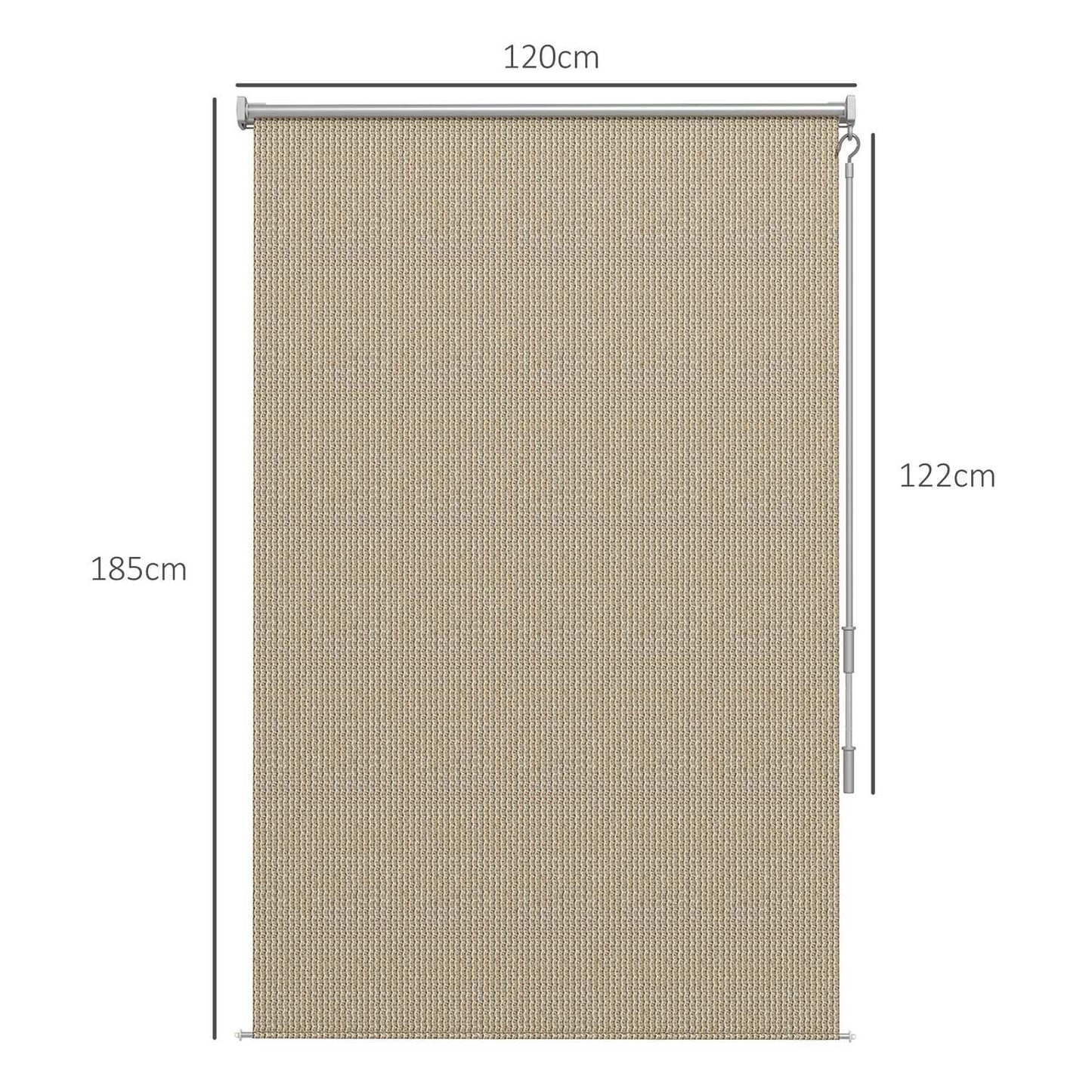 Roller blind for outdoor use, Blackout Privacy Screen, 120x185 cm, Beige