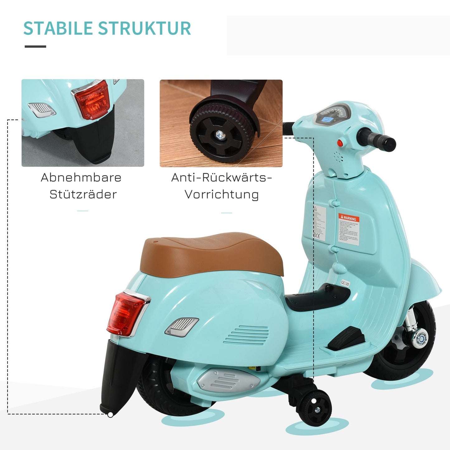 Electric Ride-On Vespa for children, 18-36 months, green