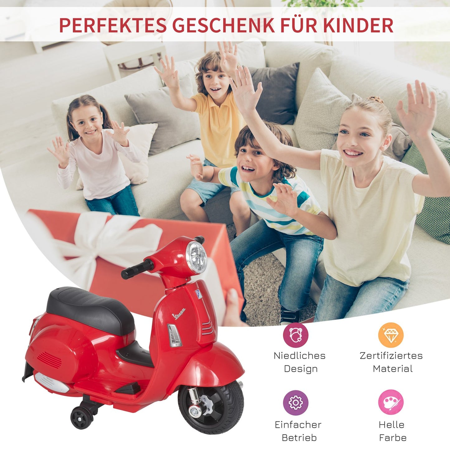 Electric children's motorcycle with LED light, 18-36 months