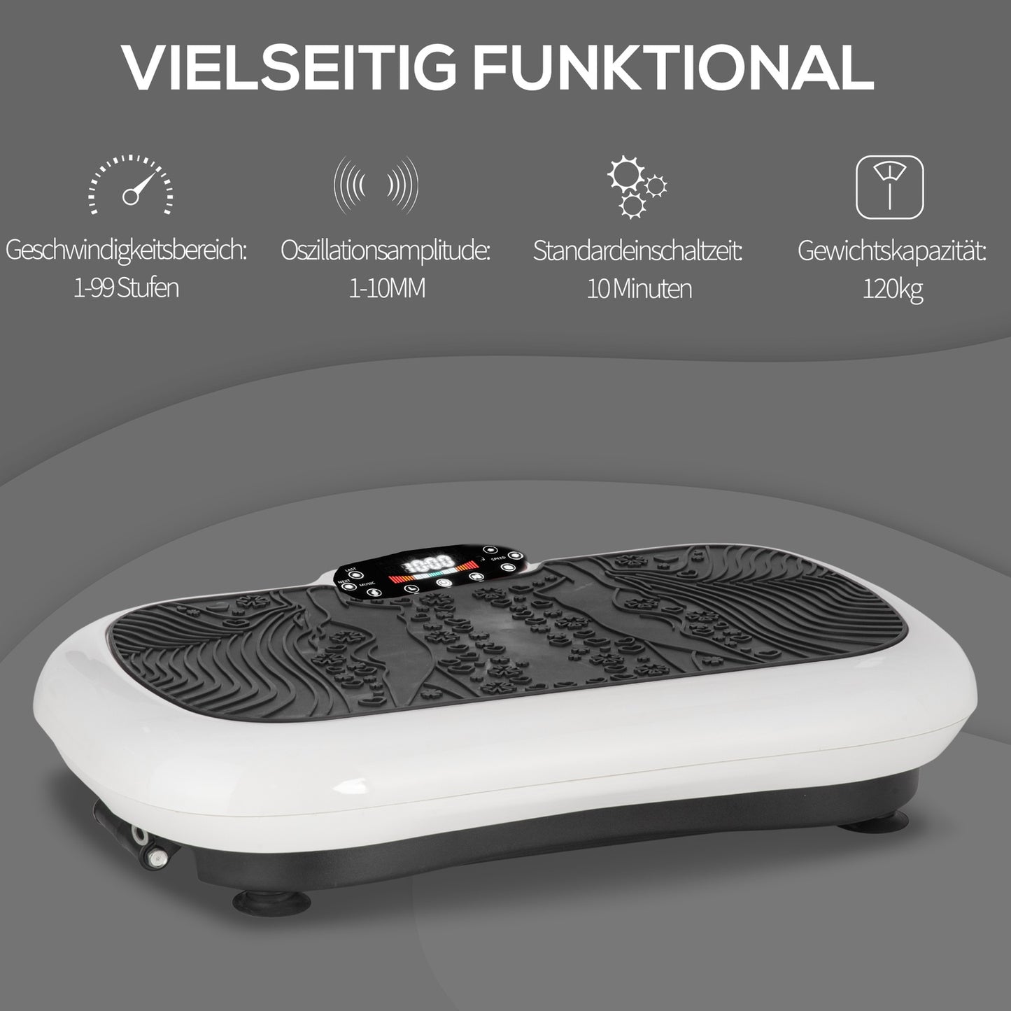 Vibration plate with band - 200W, 99 levels, up to 120 kg