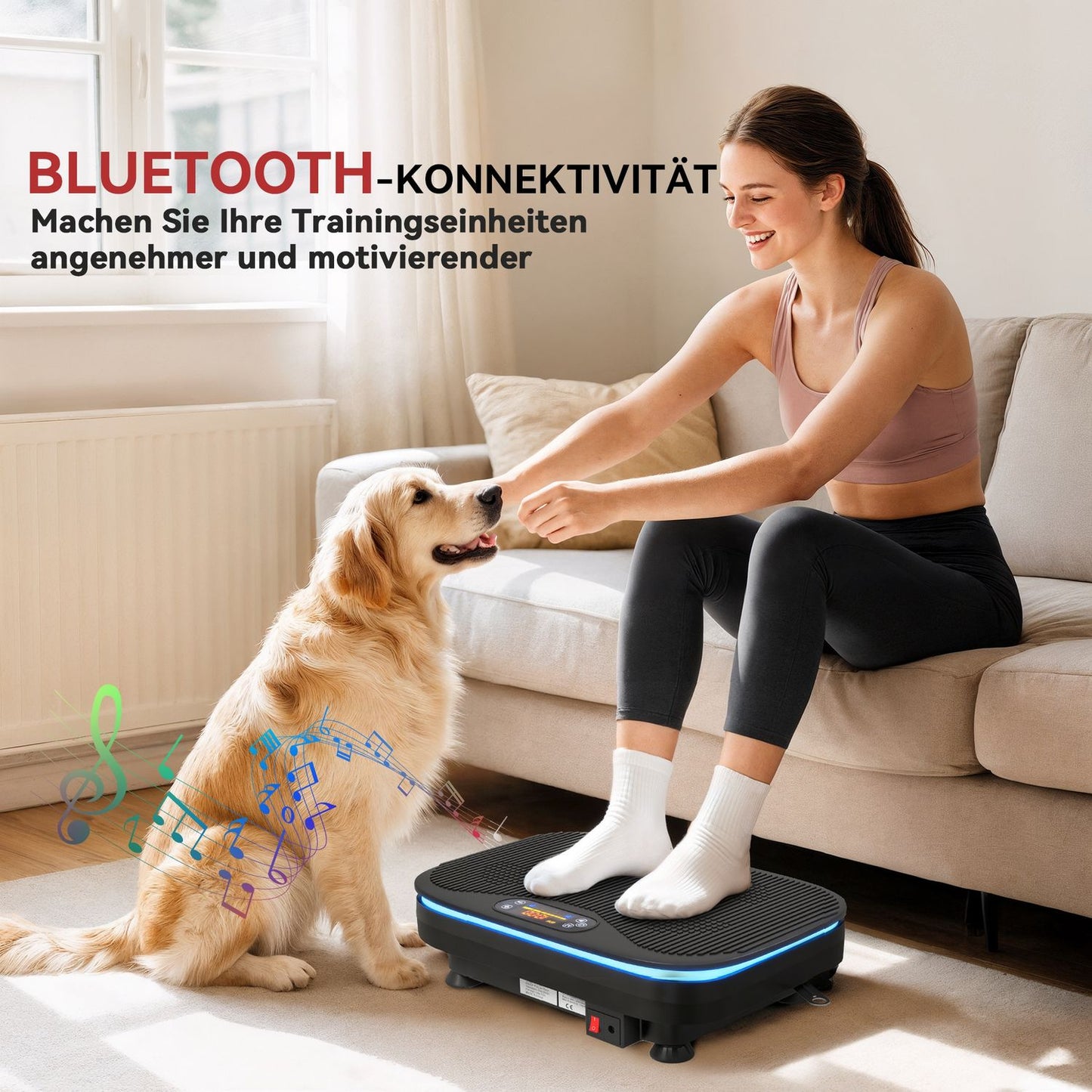 Vibration Plate for Fitness, Bluetooth, 99 Speeds, Black