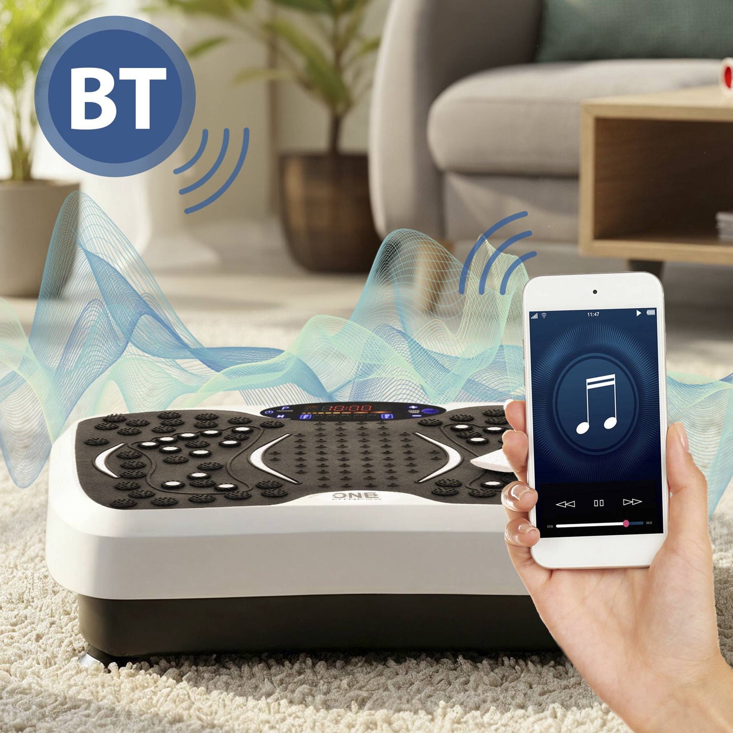 Vibration Platform with Resistance Bands, Bluetooth, 5 Programs