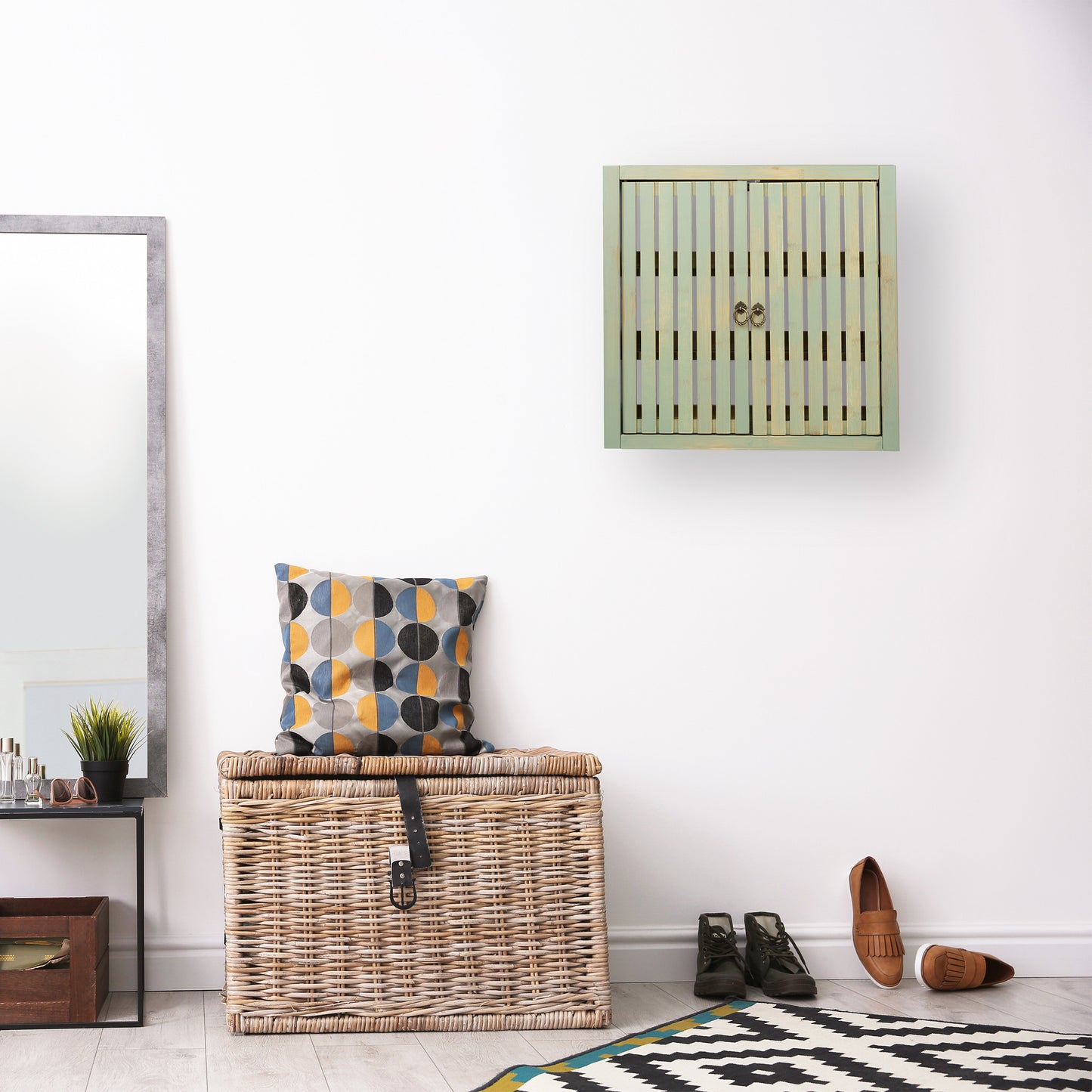 Vintage Bamboo Wall Cabinet