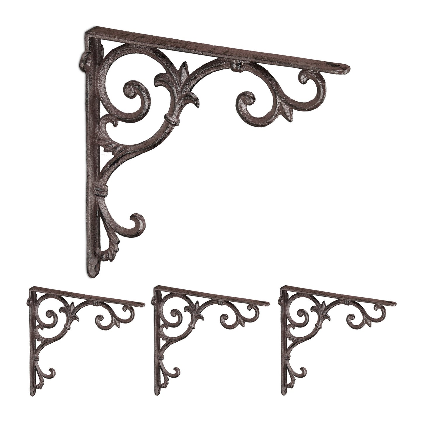 Vintage Cast Iron Shelf Brackets, Set of 4