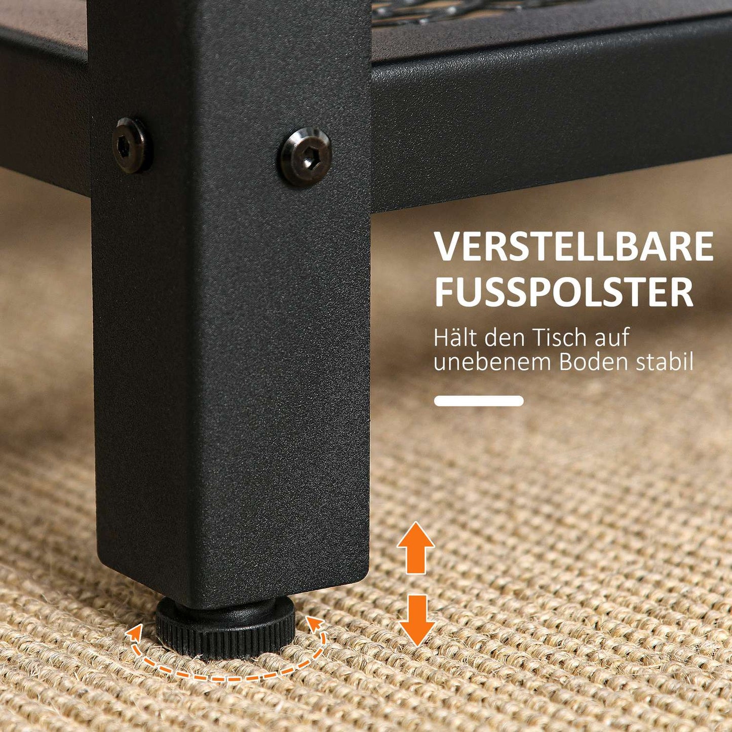 Coffee table black walnut metal frame with storage - 106x60x45cm
