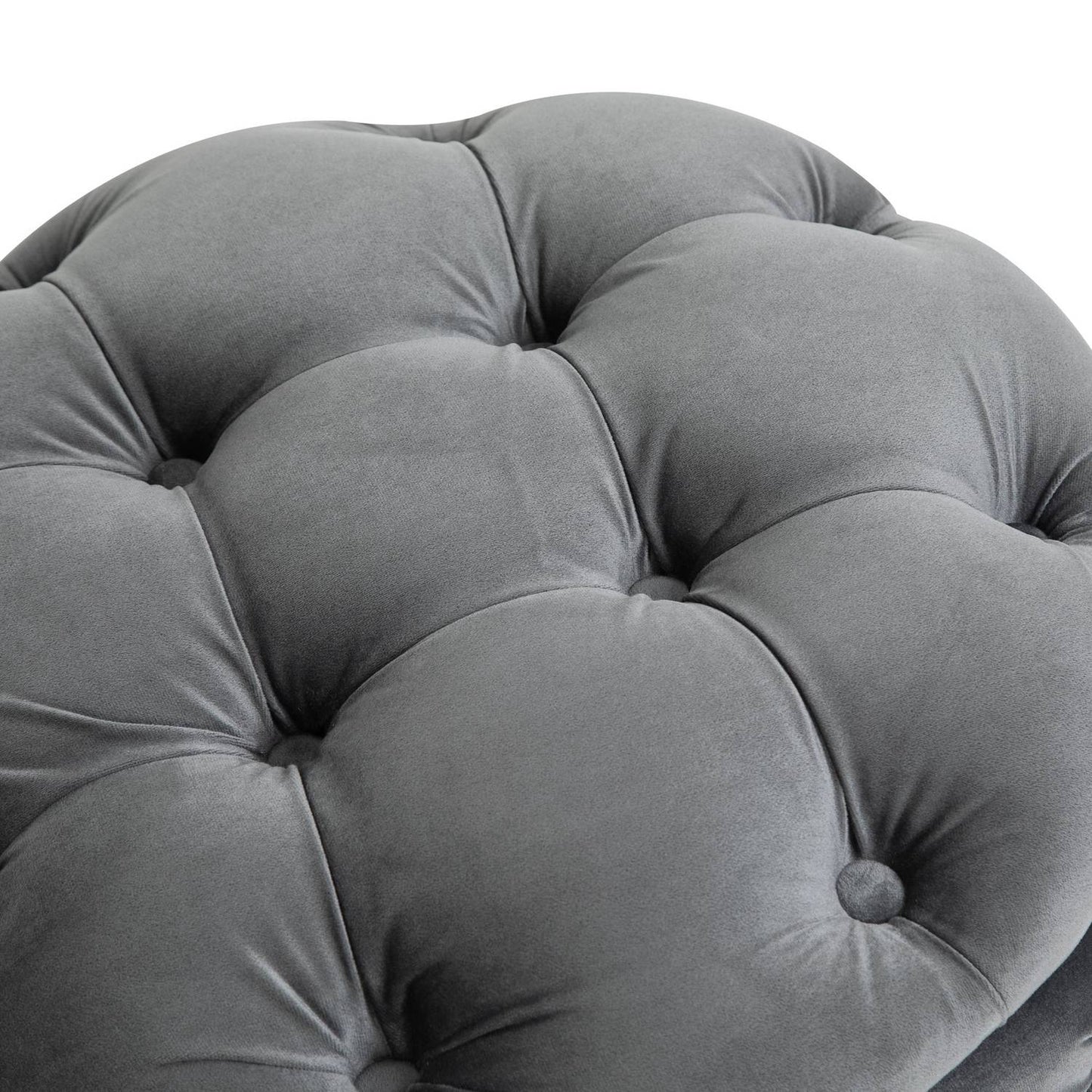 Upholstered vintage footstool with storage, metal frame