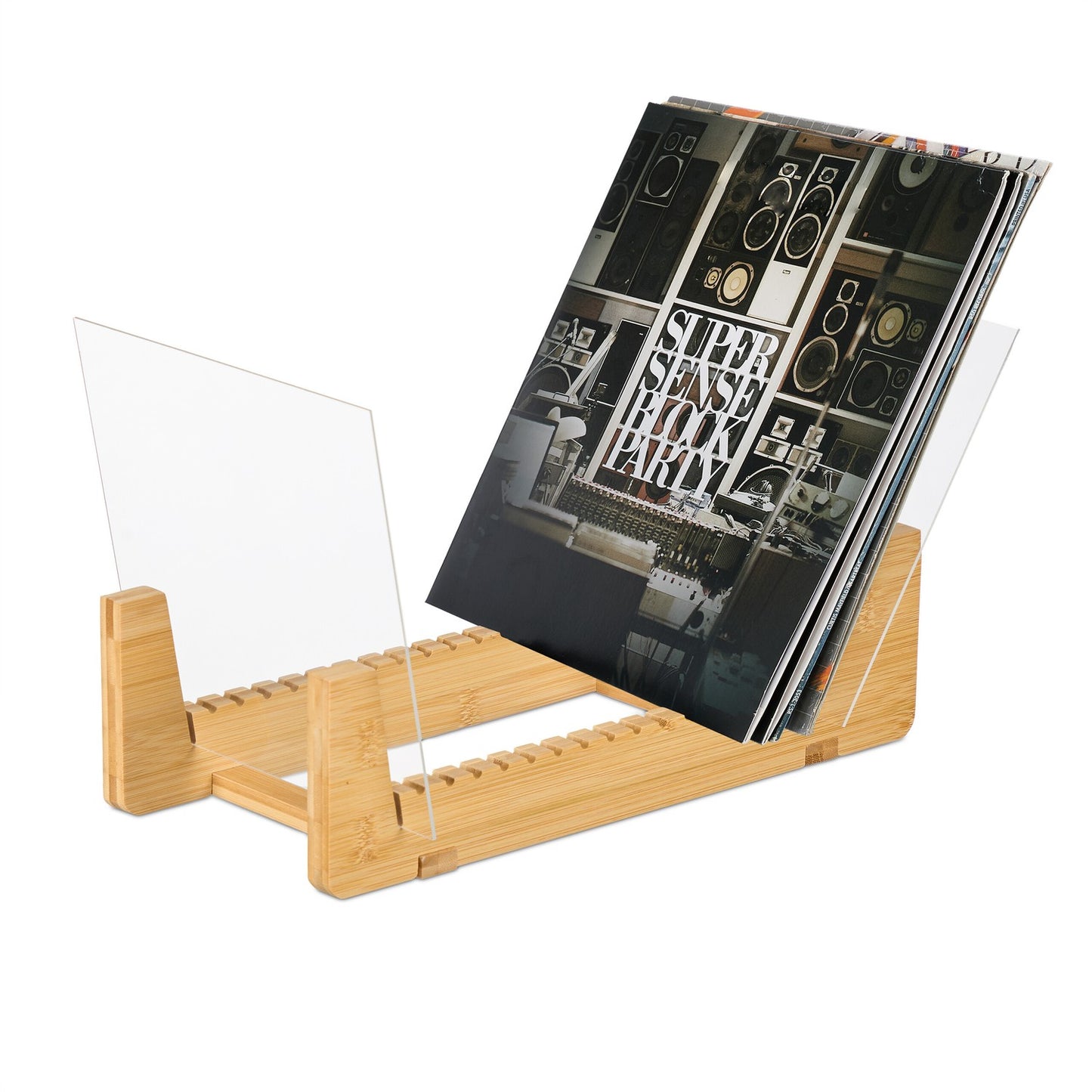 Vinyl Record Holder, Bamboo Stand for 50 LPs