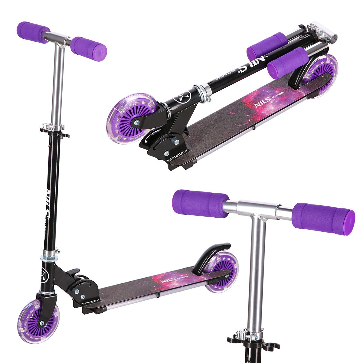 Violet Folding Scooter, Adjustable Height, Lightweight