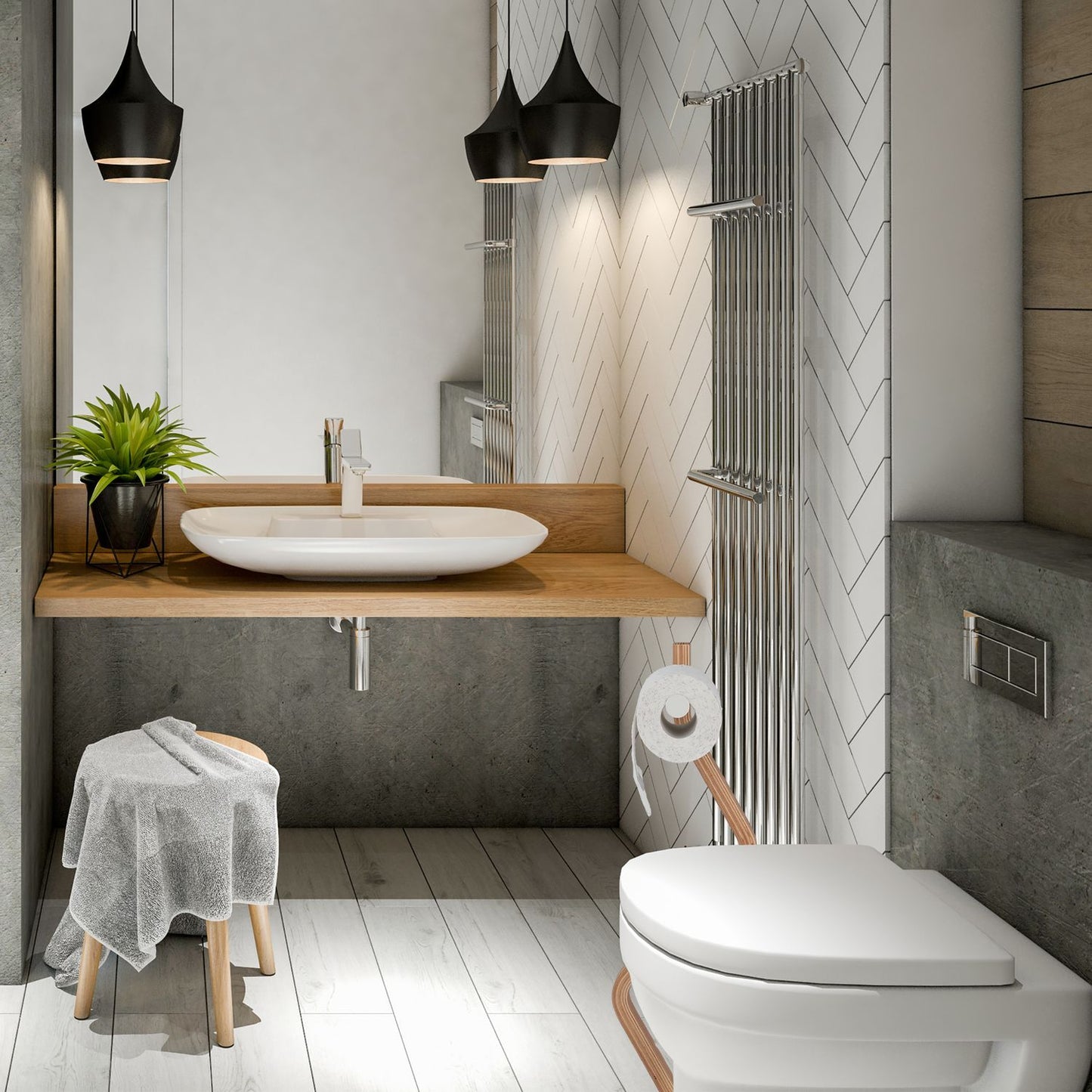 WC chair steel & wood look