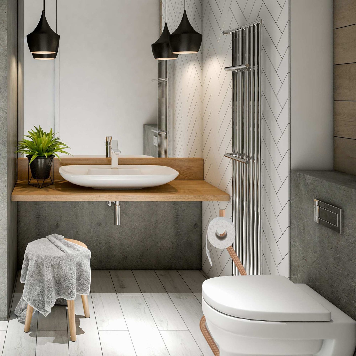 WC chair steel & wood look