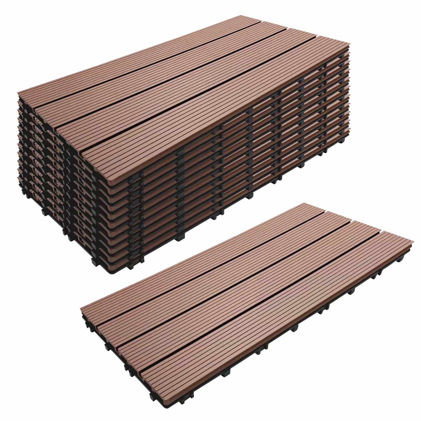 WPC Interlocking Floor Tiles, 60x30 cm, Wood Finish