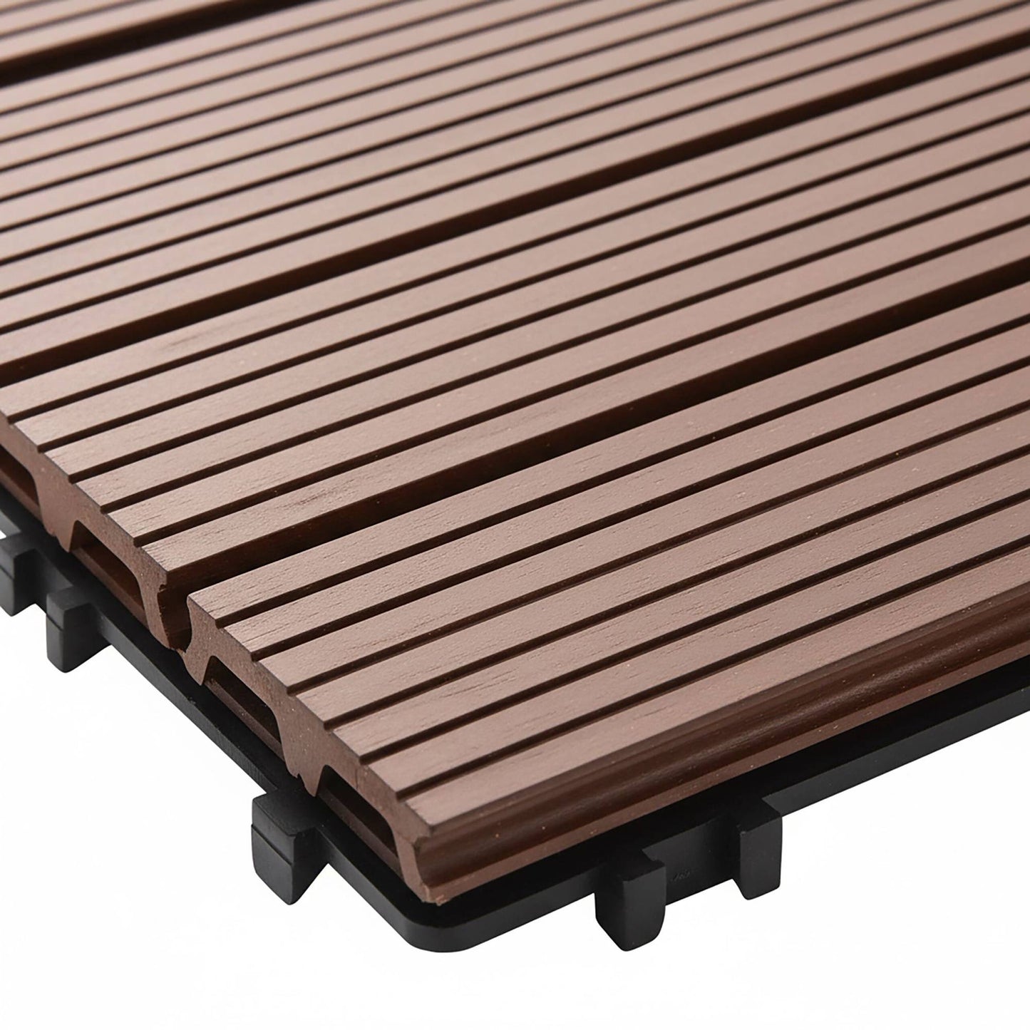 WPC Interlocking Floor Tiles, 60x30 cm, Wood Finish