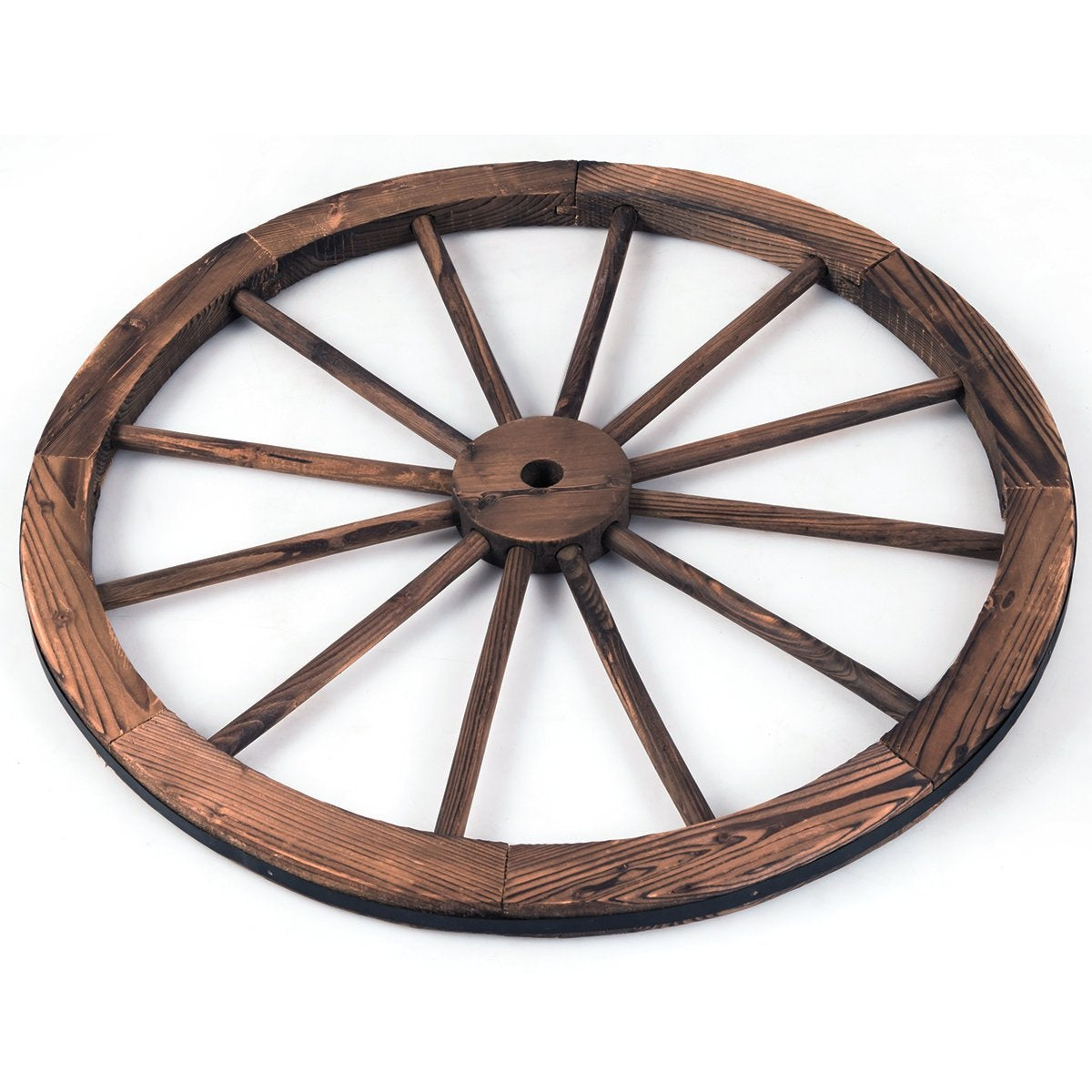 Wagon wheel wooden wheel decorative wagon with sheet iron brown 76x76x3.5 cm