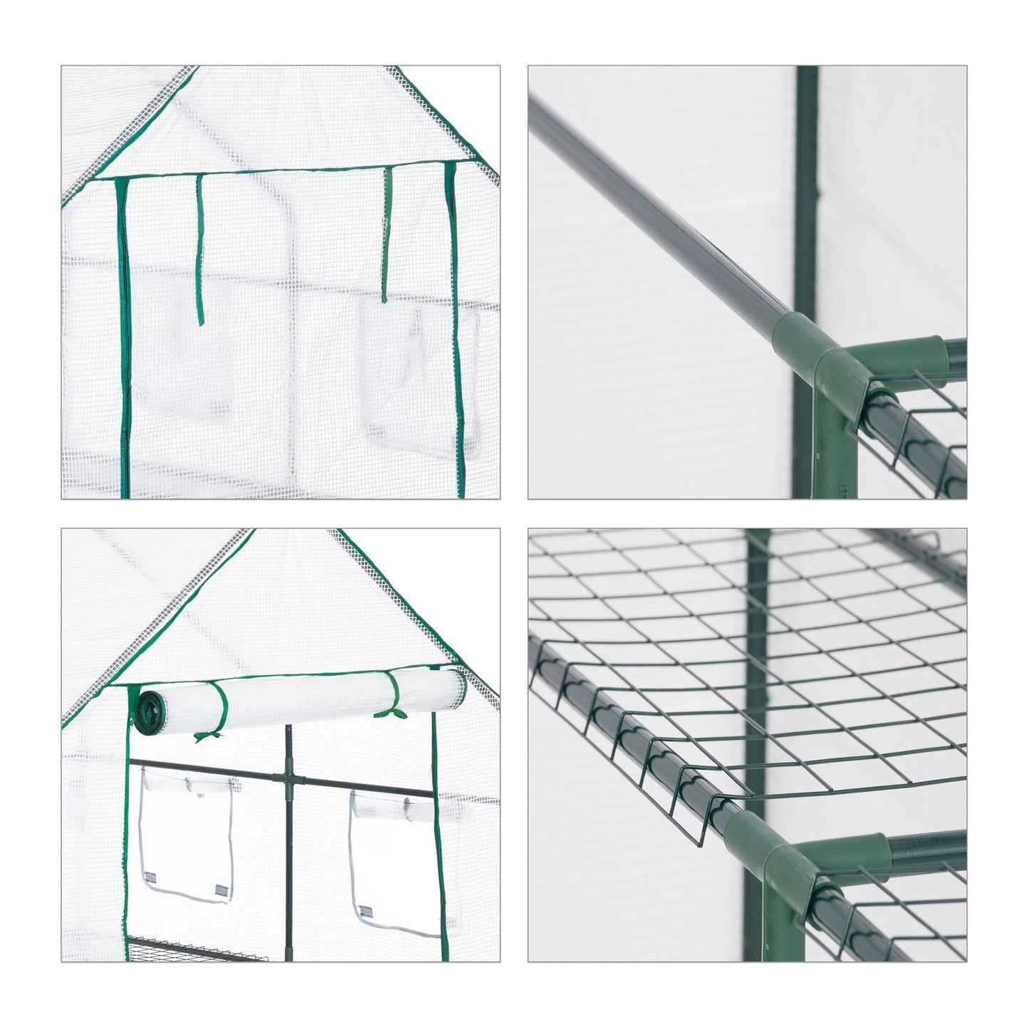 Walk-in greenhouse with 4 windows