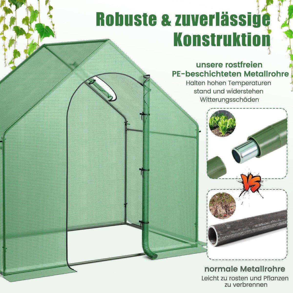 Walk-in greenhouse with PE cover & roll-up zip door & window film greenhouse