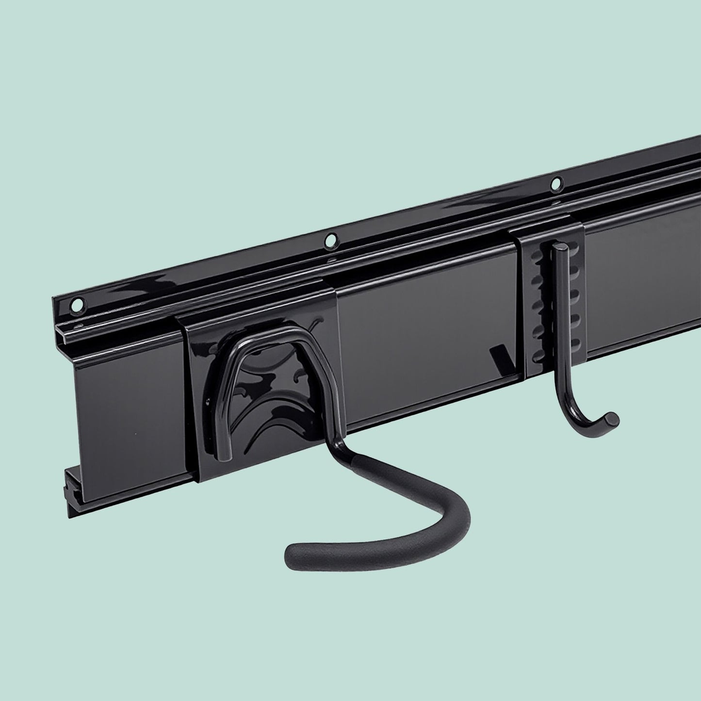 Wall Bike Rack with Rail – Black, Holds Multiple Bikes