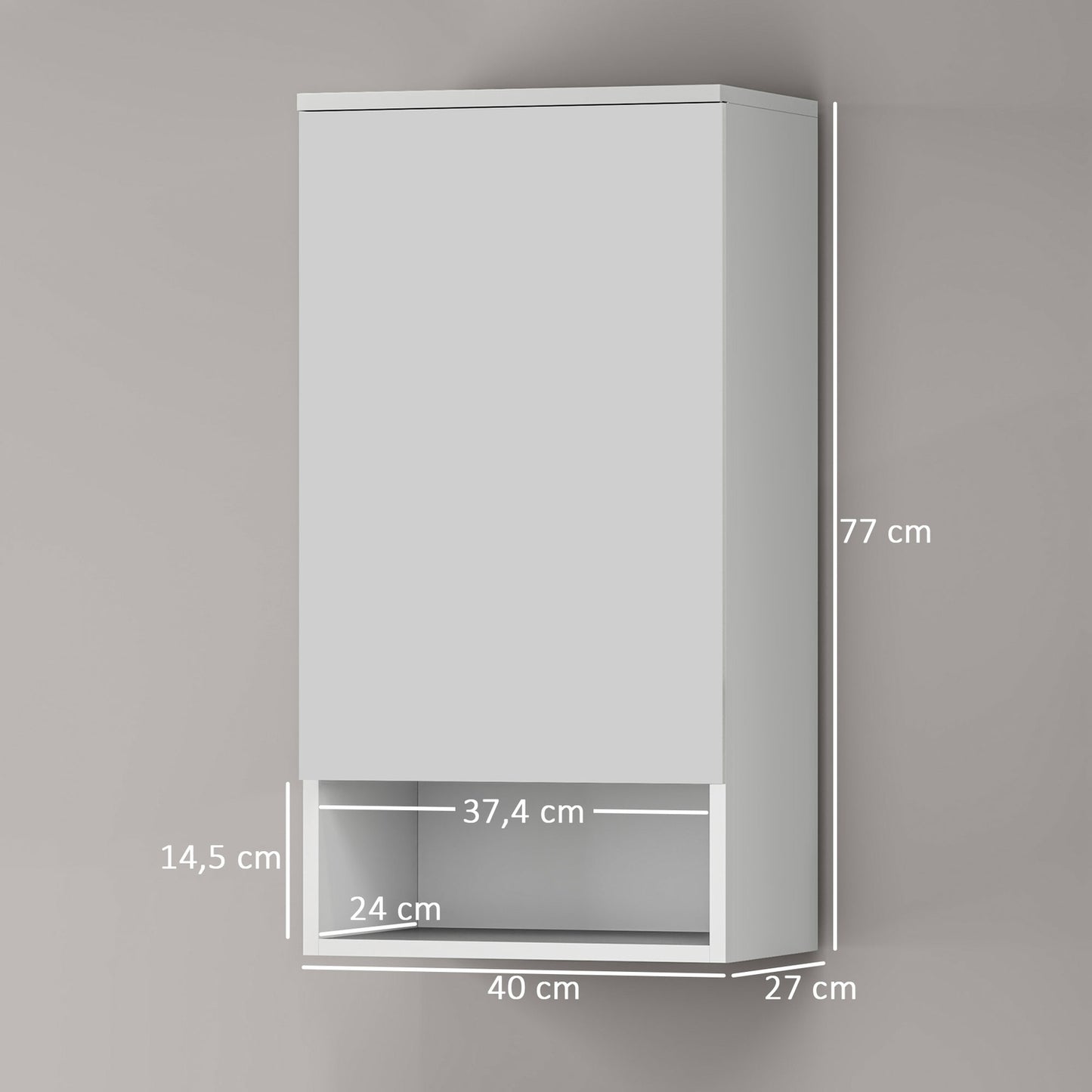 White wall cabinet with adjustable shelves and doors