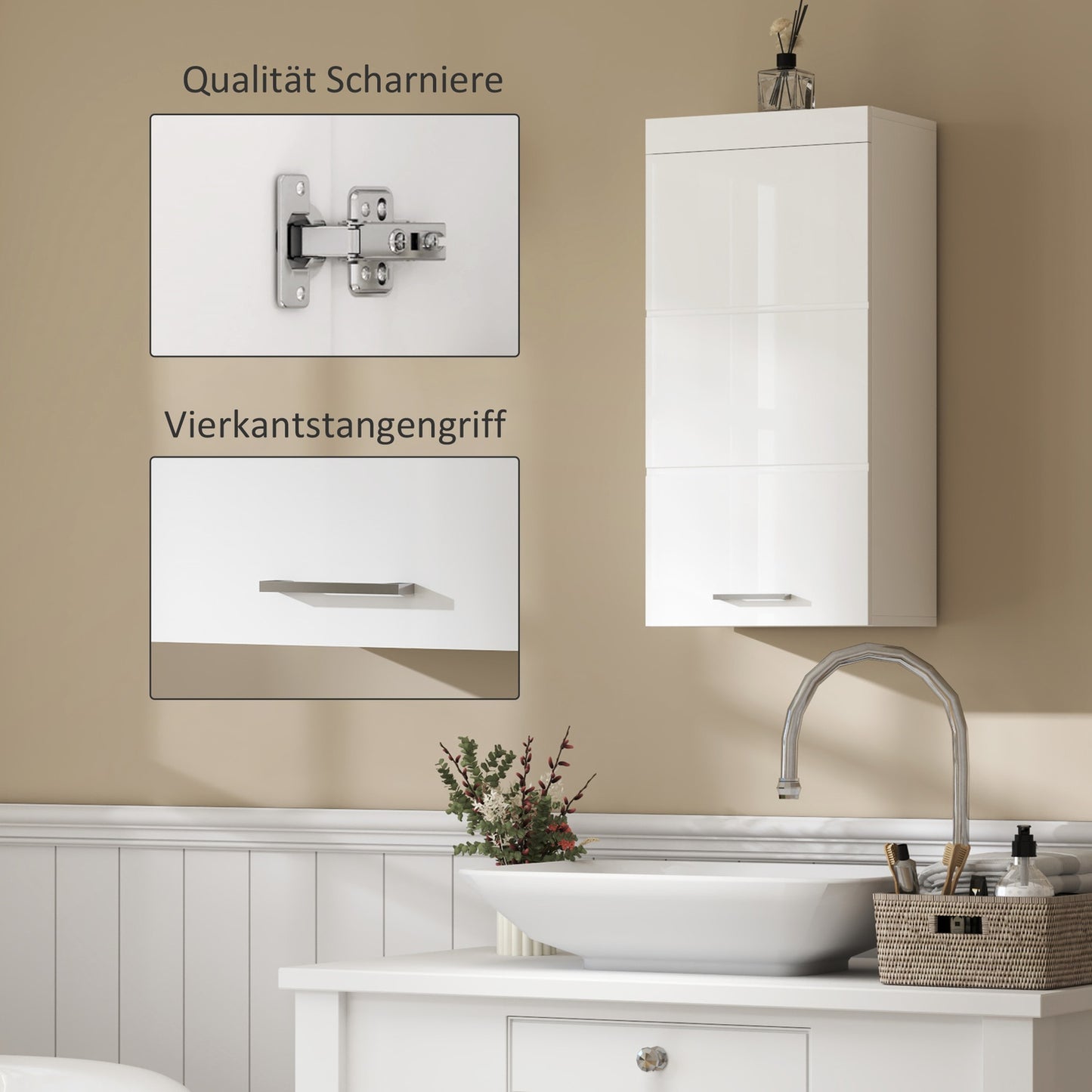 Wall-mounted medicine cabinet, white, 2 shelves