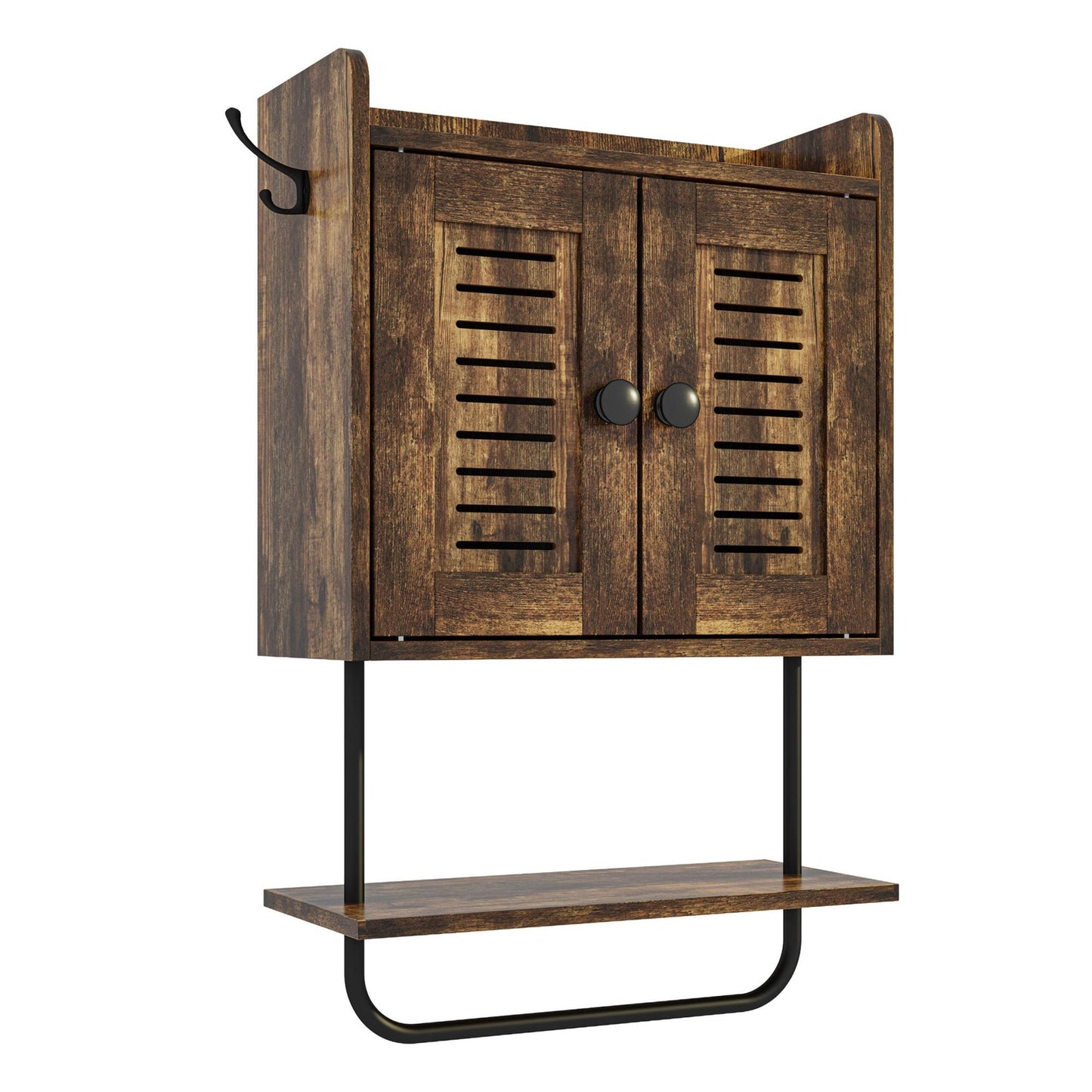 Wall Cabinet with Towel Rail and Hooks