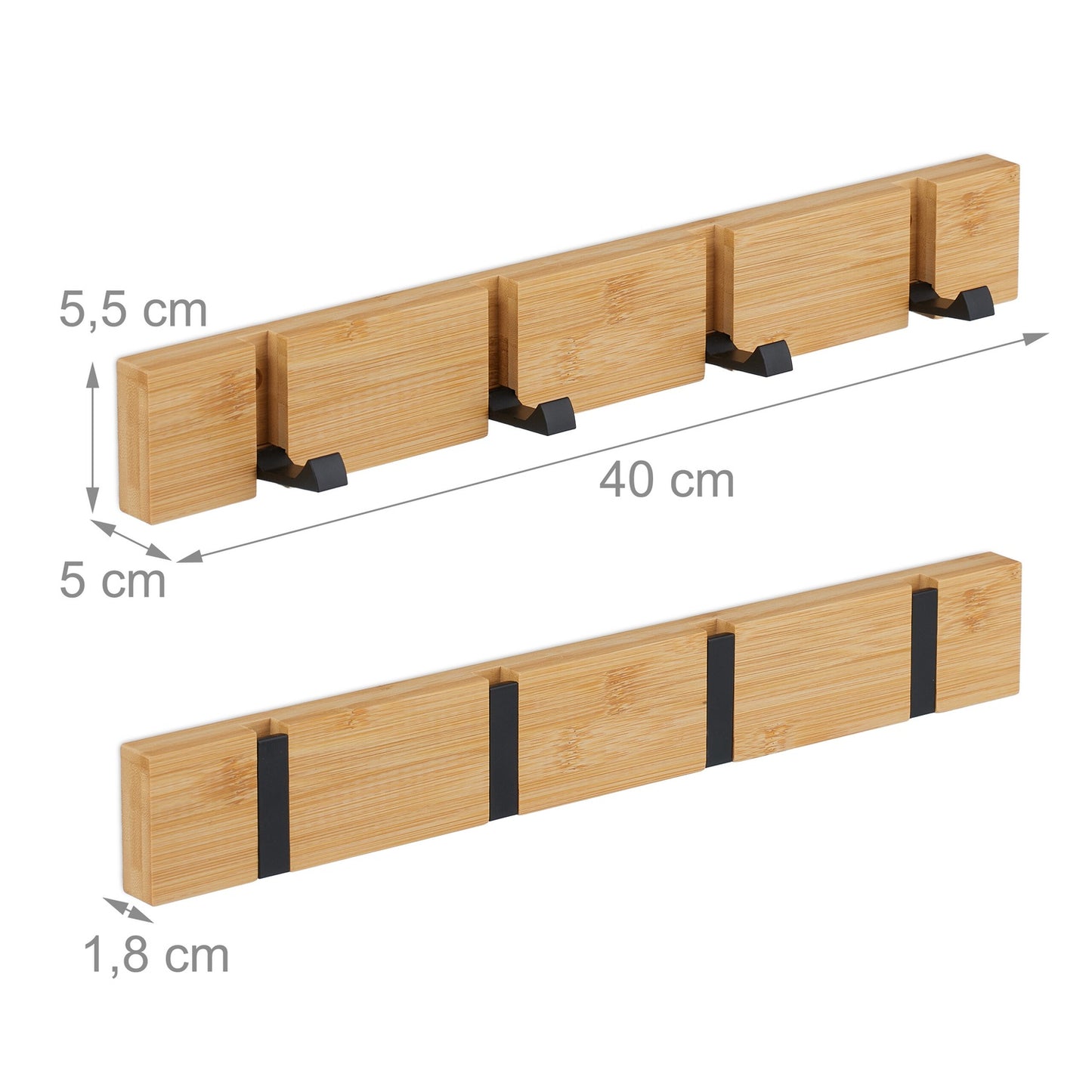 Wall Coat Rack with Folding Bamboo Hooks