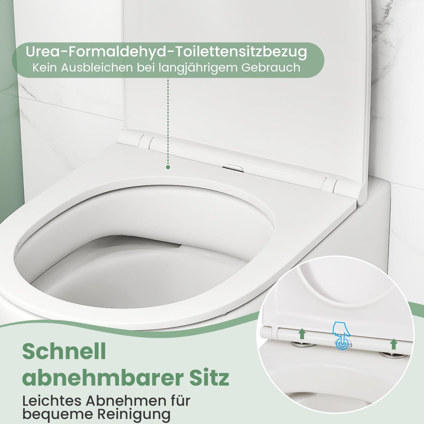 Wall-Hung Toilet, Dual Flush, Soft-Close Seat, White