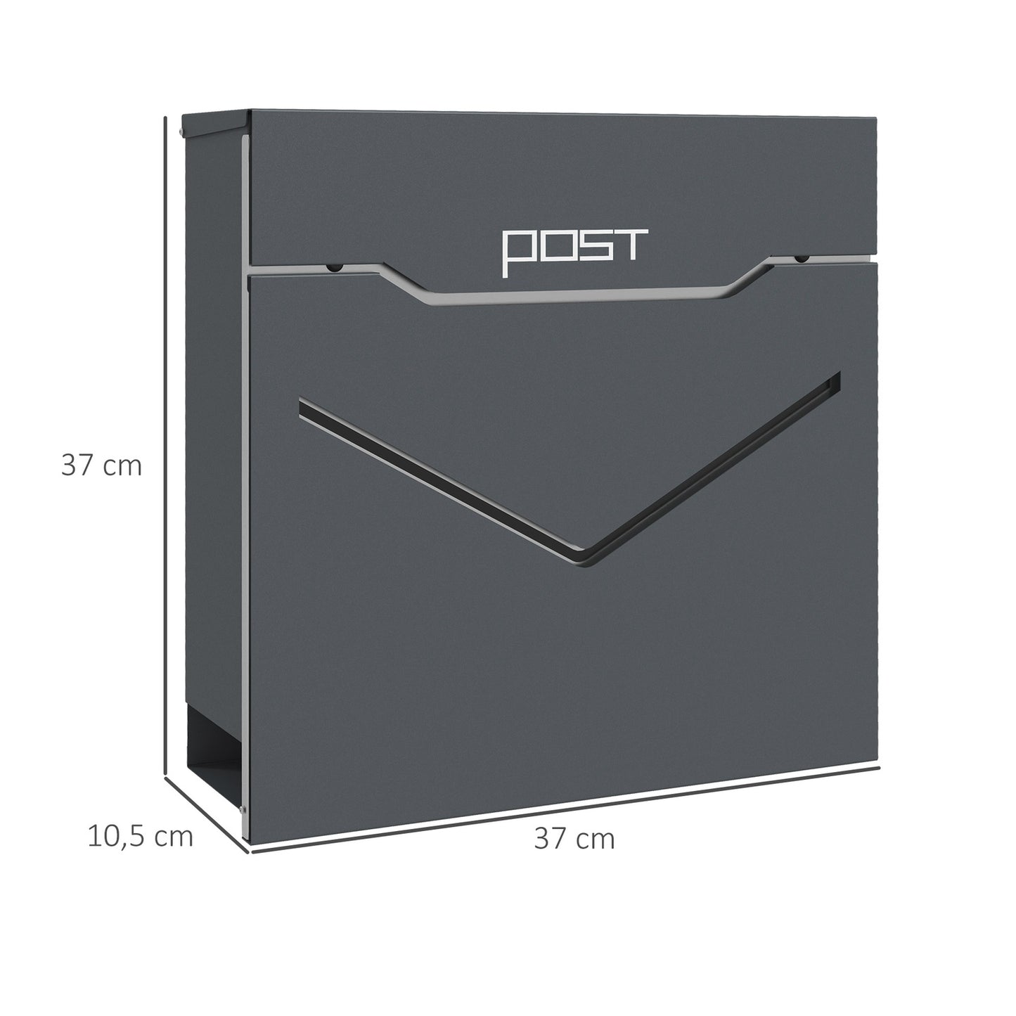 Anthracite wall letterbox, display window, magazine slot