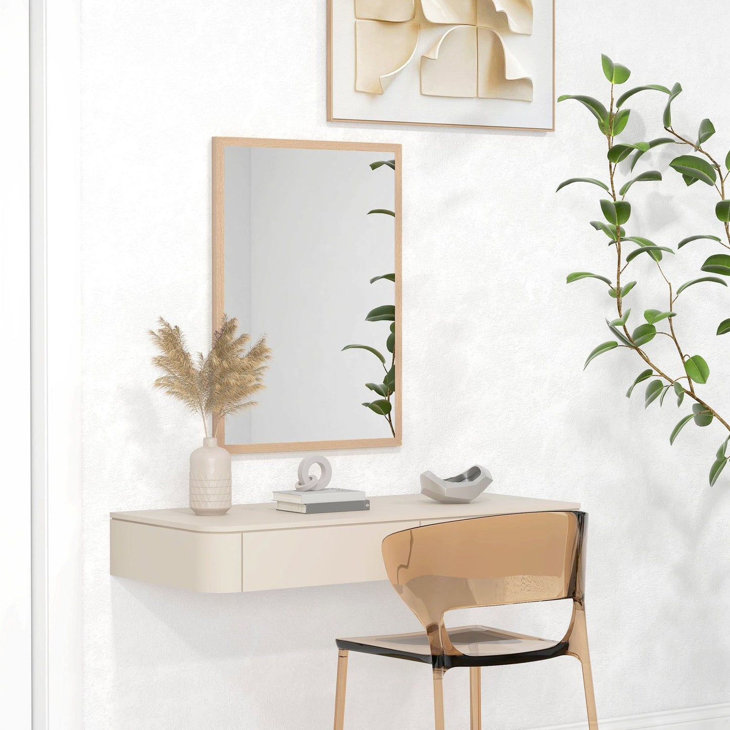 Decorative wall mirror with hooks, 50x70cm for the home