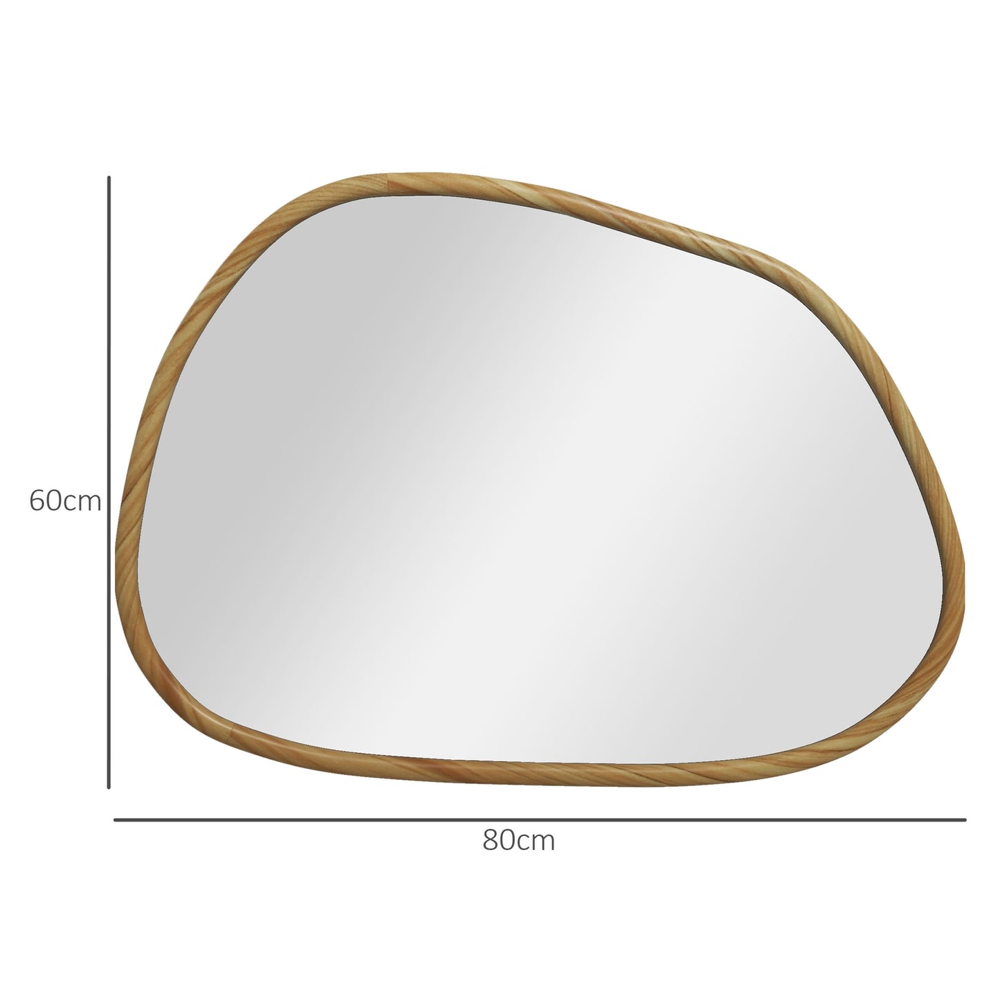 Asymmetric wall mirror 80x60cm - Wooden frame, antioxidized