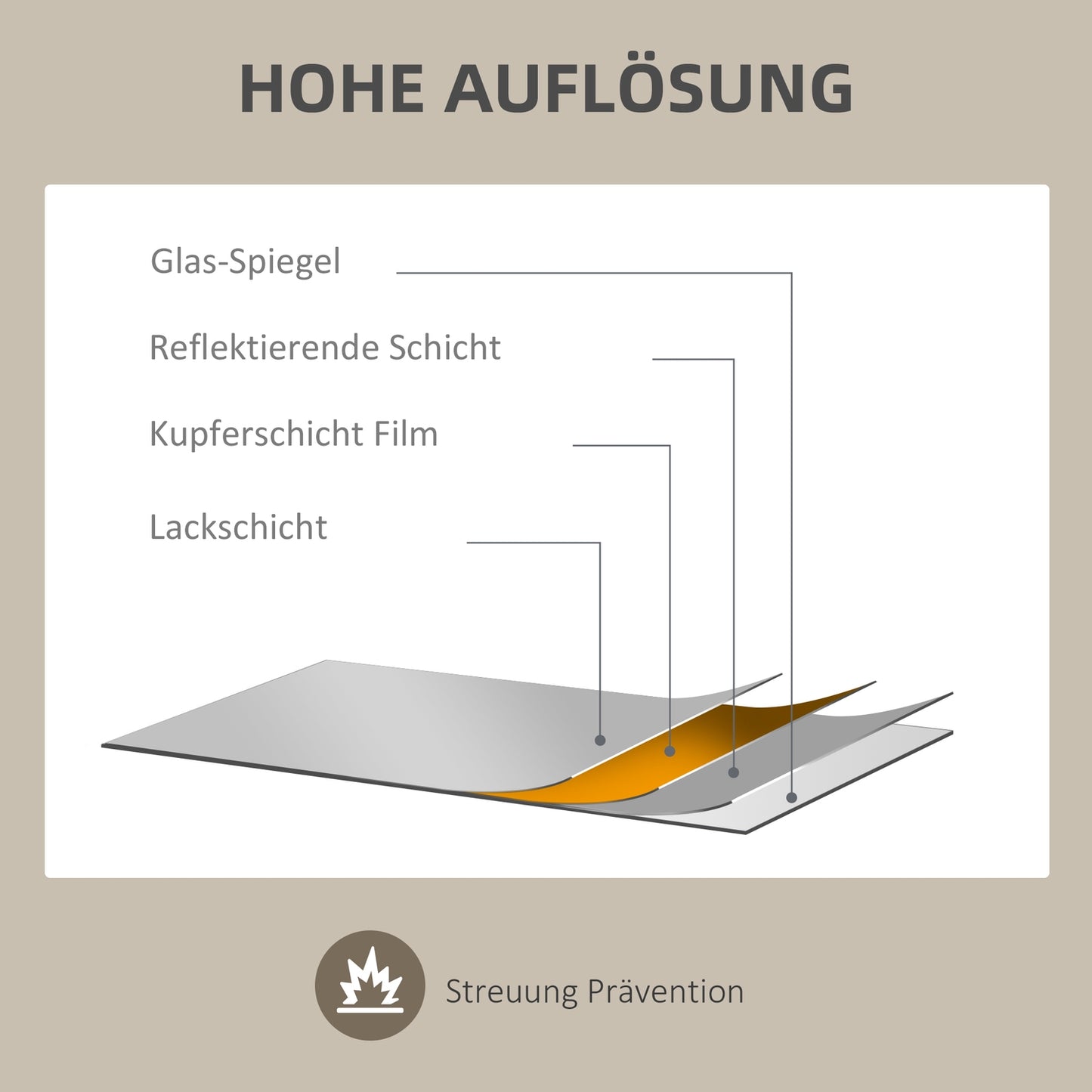 Asymmetric wall mirror 80x60cm - Wooden frame, antioxidized
