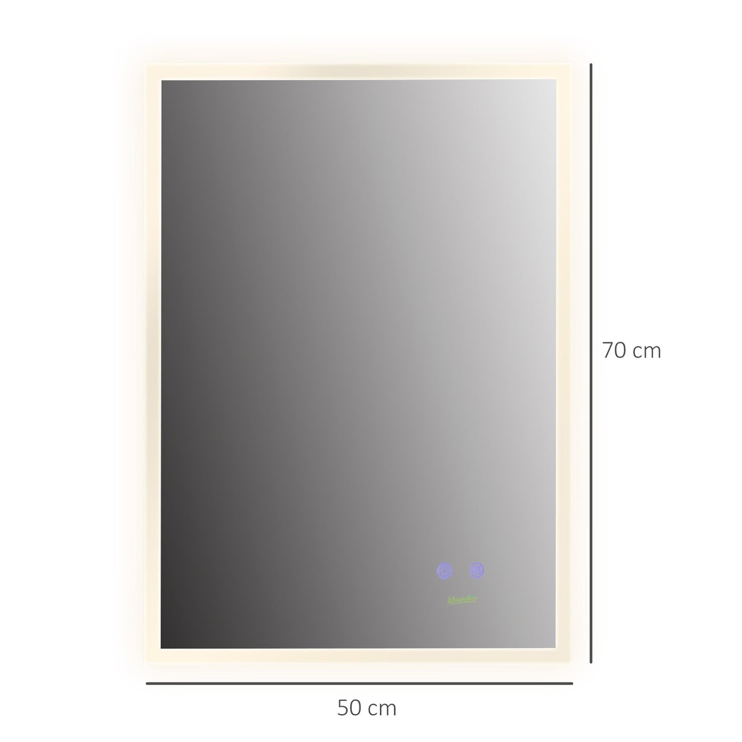 LED bathroom mirror - anti-fog, IP44 waterproof, aluminum