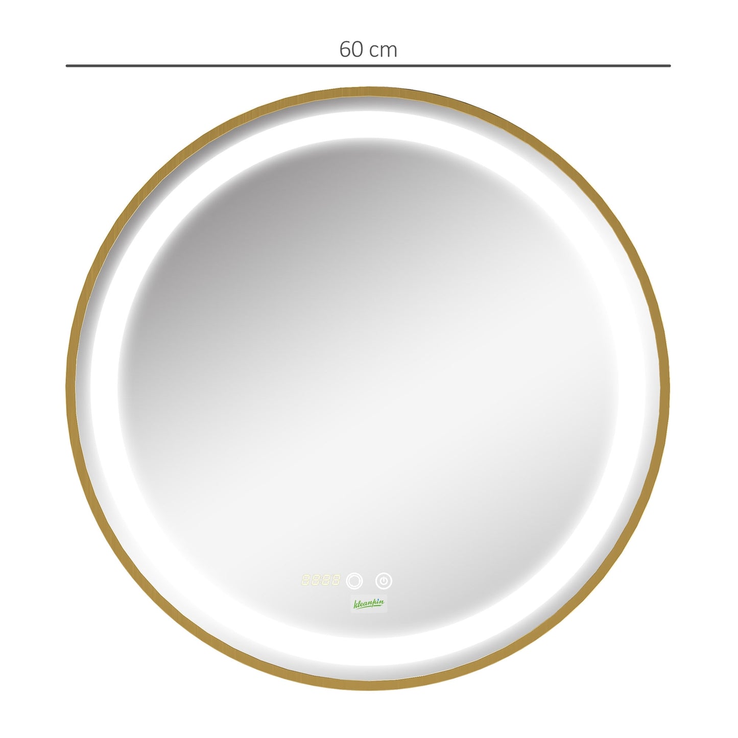 LED Bathroom Mirror - Dimmable, Memory, Time Display, 60x60cm