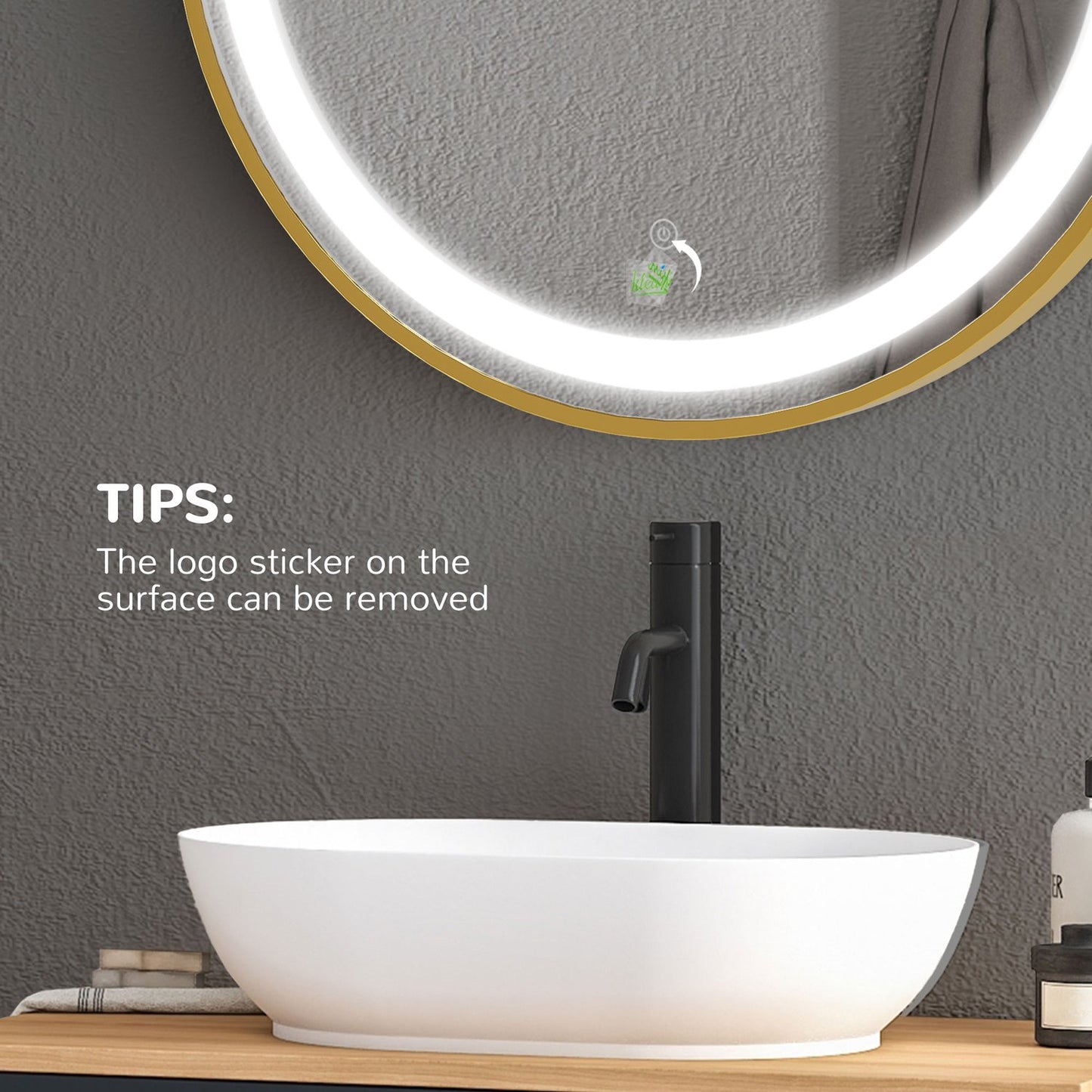 LED Bathroom Mirror - Dimmable, Memory, Time Display, 60x60cm