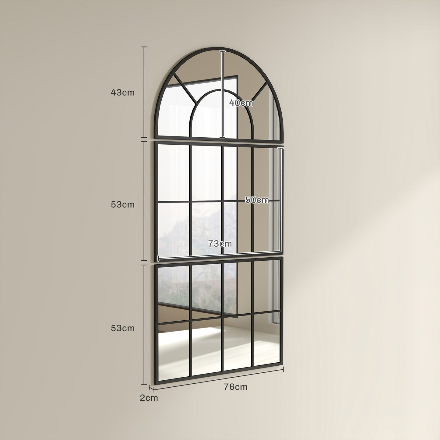 Arch Wall Mirror Set - 3 metal framed pieces for home decor