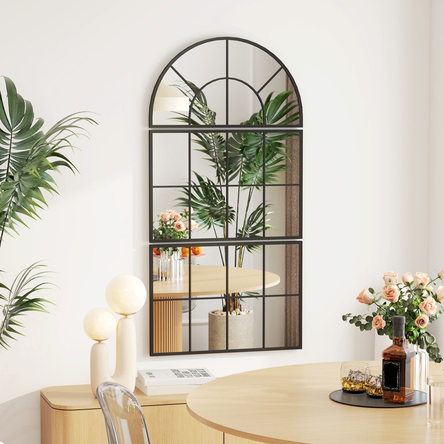 Arch Wall Mirror Set - 3 metal framed pieces for home decor
