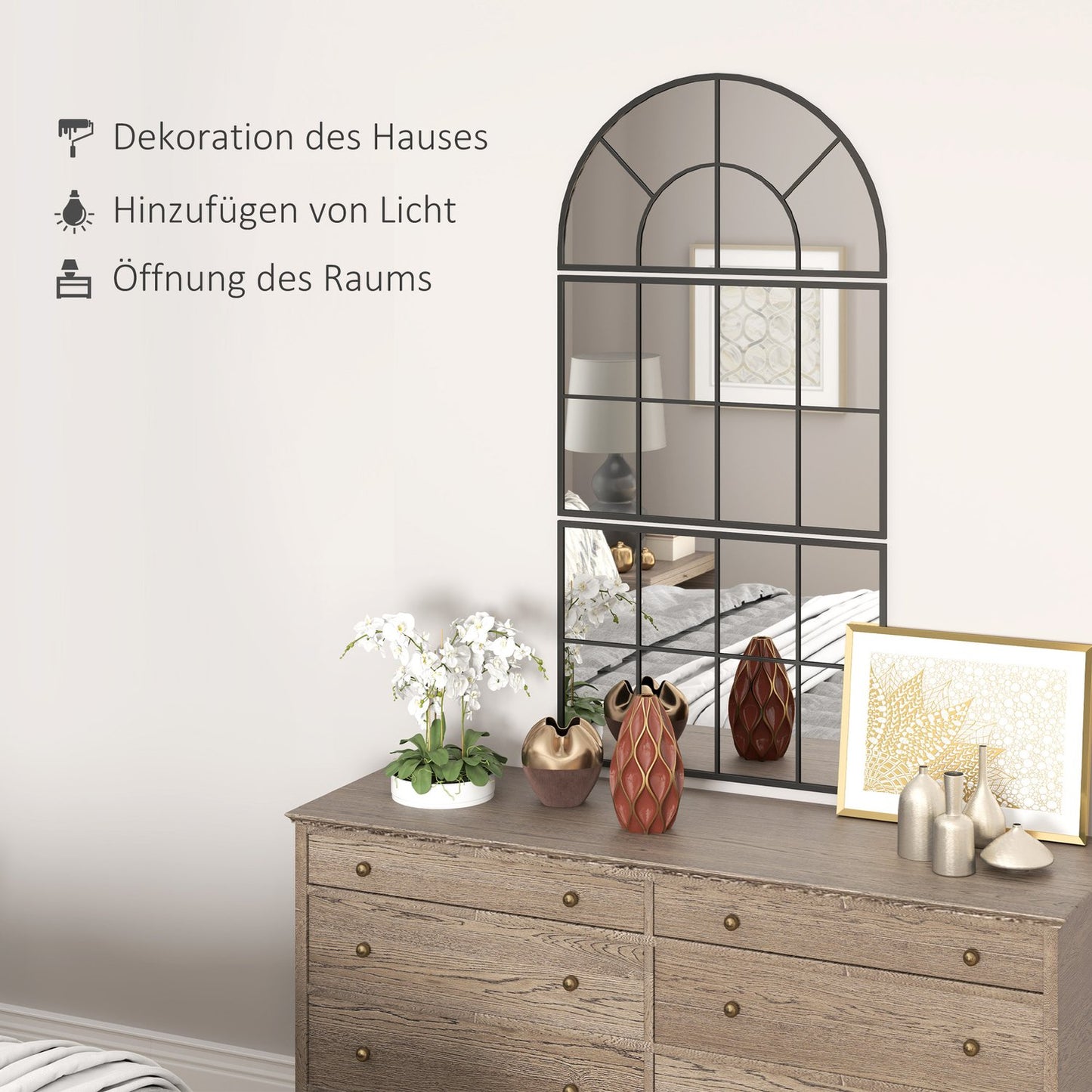 Arch Wall Mirror Set - 3 metal framed pieces for home decor
