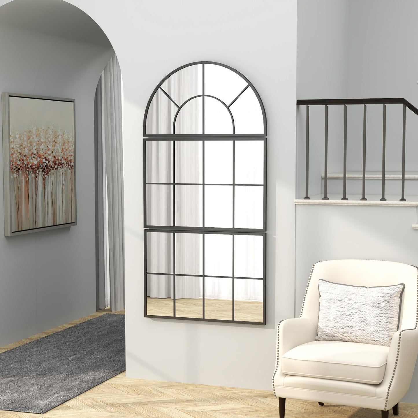 Arch Wall Mirror Set - 3 metal framed pieces for home decor