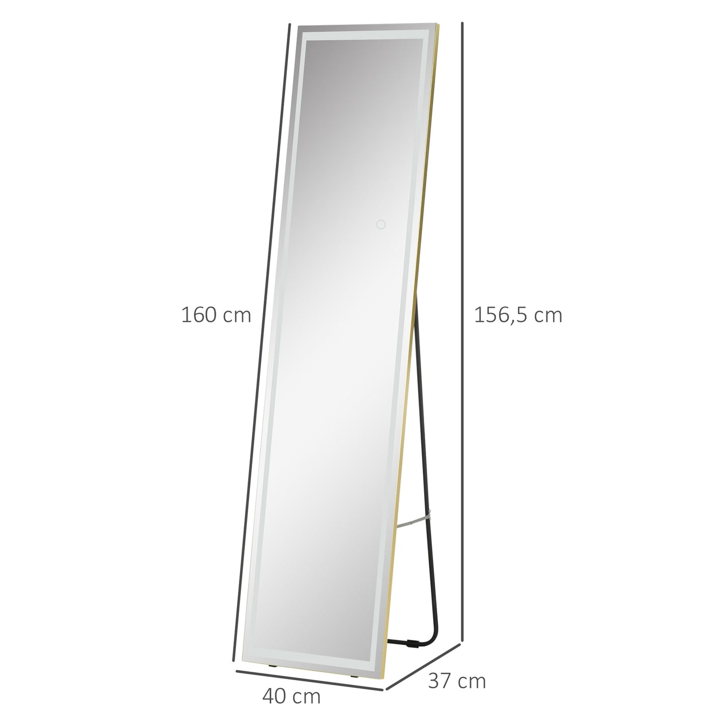 LED wall mirror and full-length mirror with aluminum frame