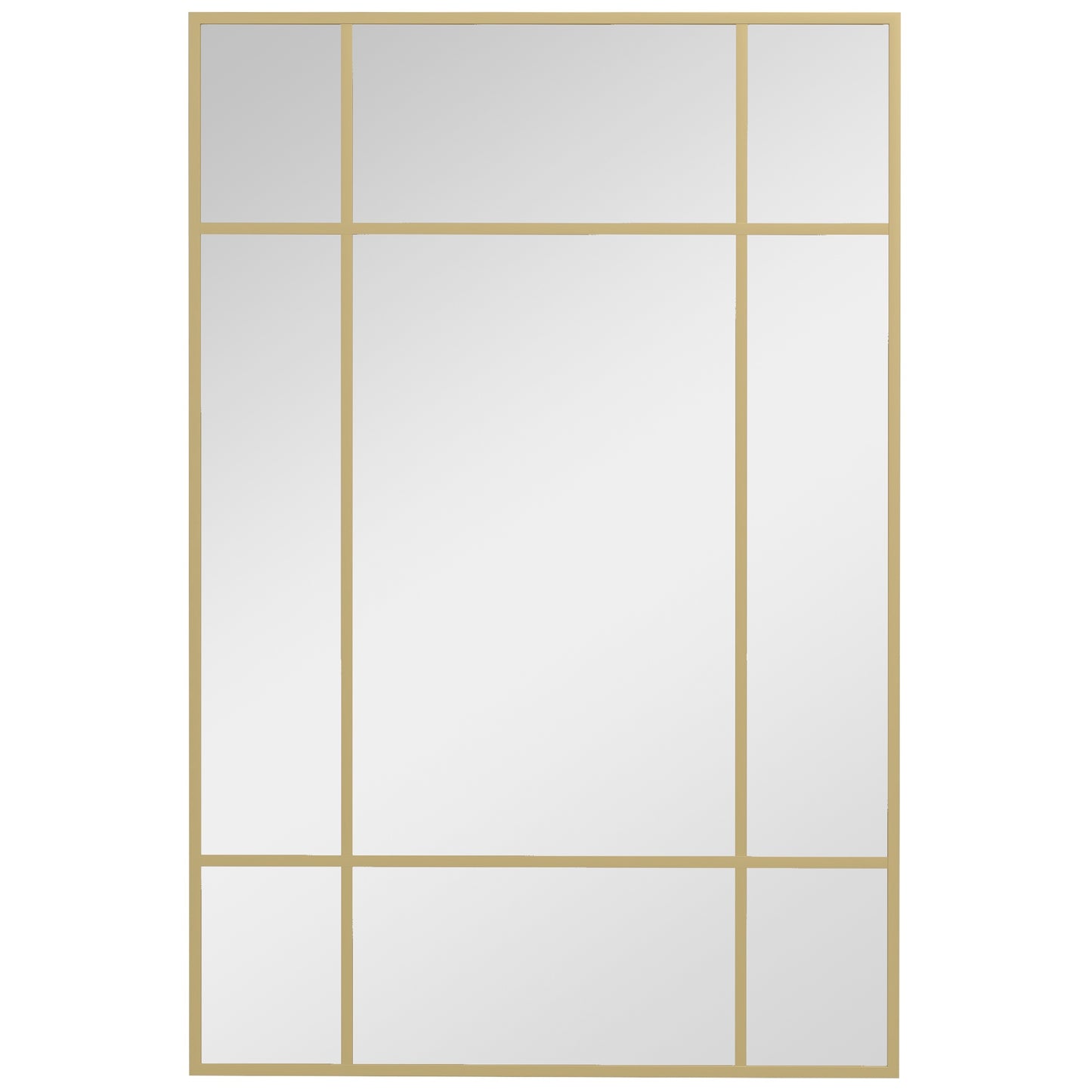 Wall Mirror with Gold Metal Frame, 90x60 cm