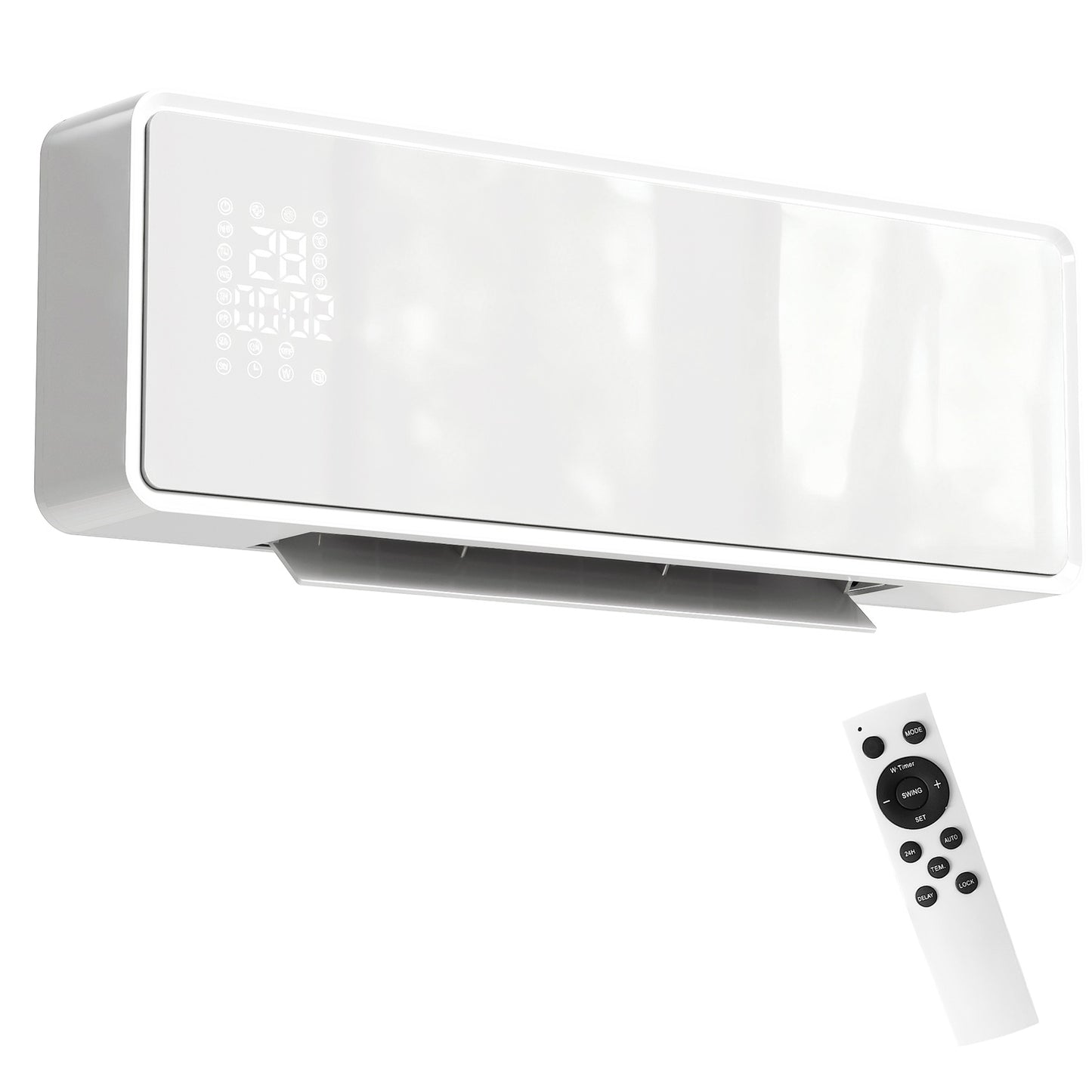 Wall-Mounted 2000W Ceramic Heater, Thermostat, Timer