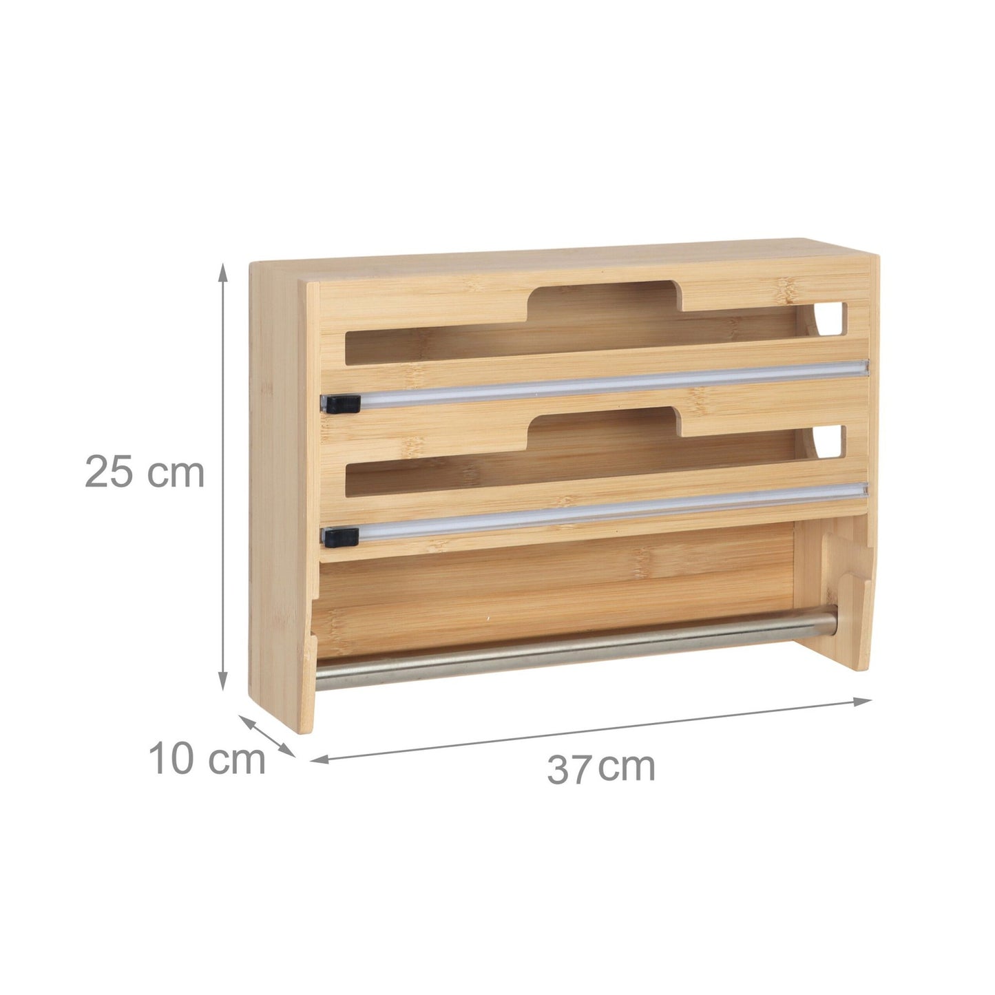 Wall-Mounted Bamboo Kitchen Roll & Foil Dispenser