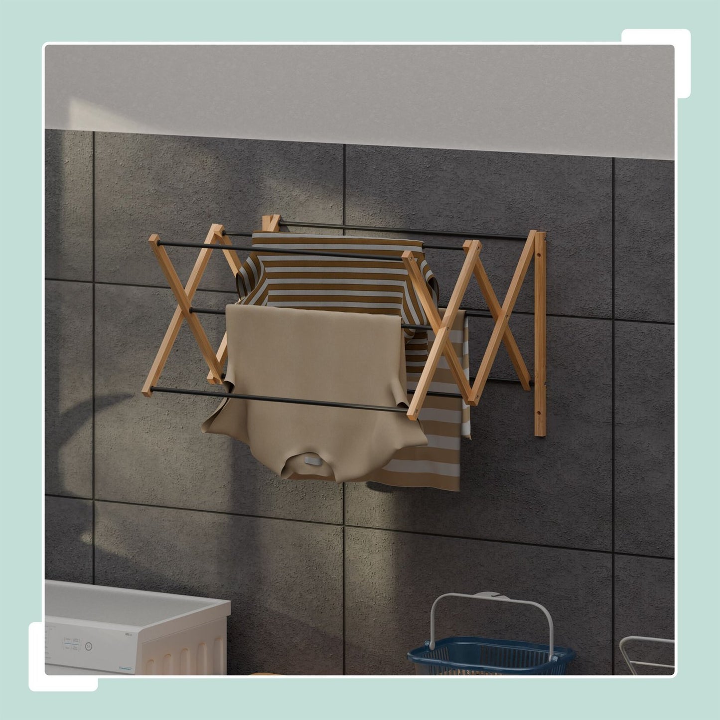 Wall-Mounted Bamboo Metal Drying Rack – Extendable