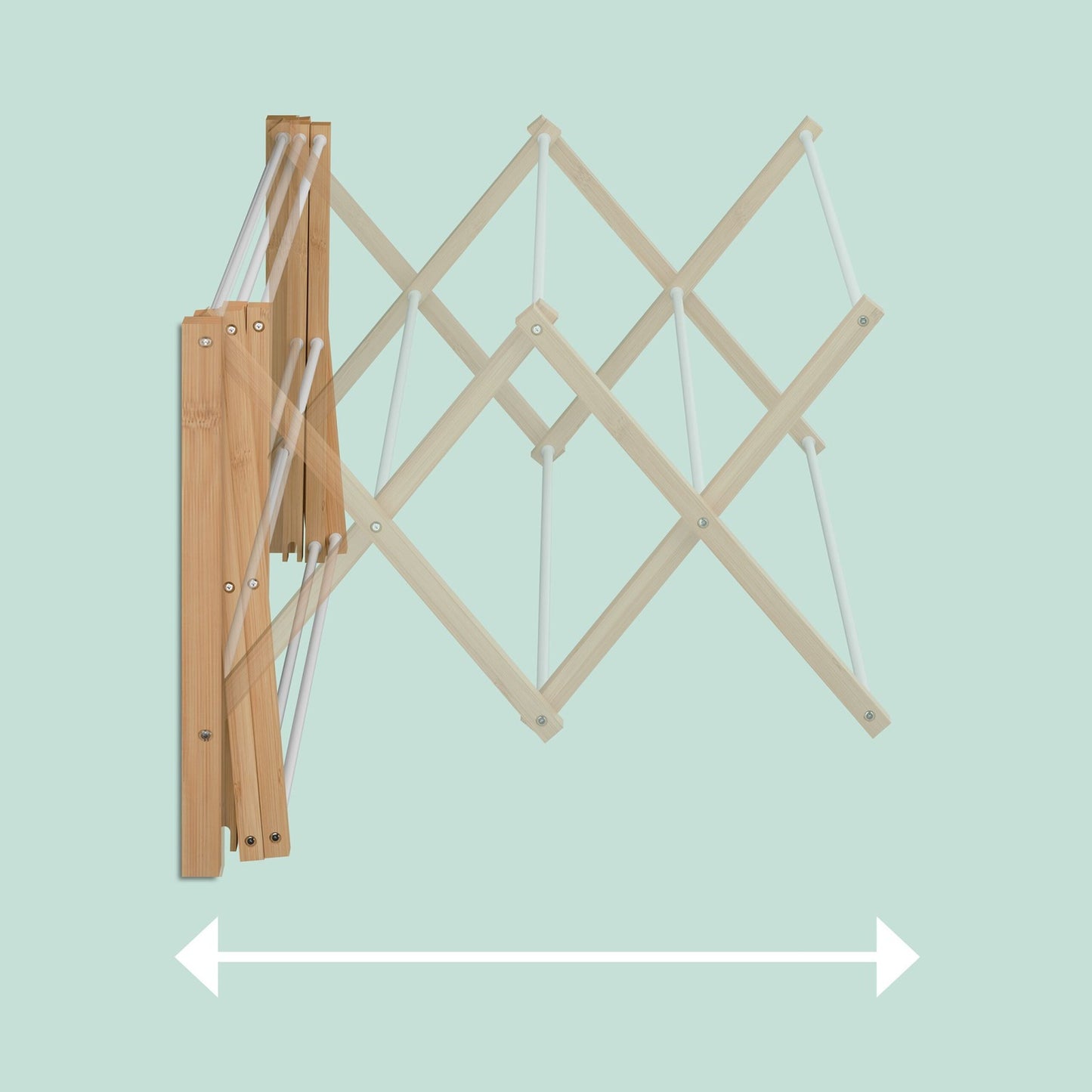 Wall-Mounted Bamboo Metal Extendable Drying Rack