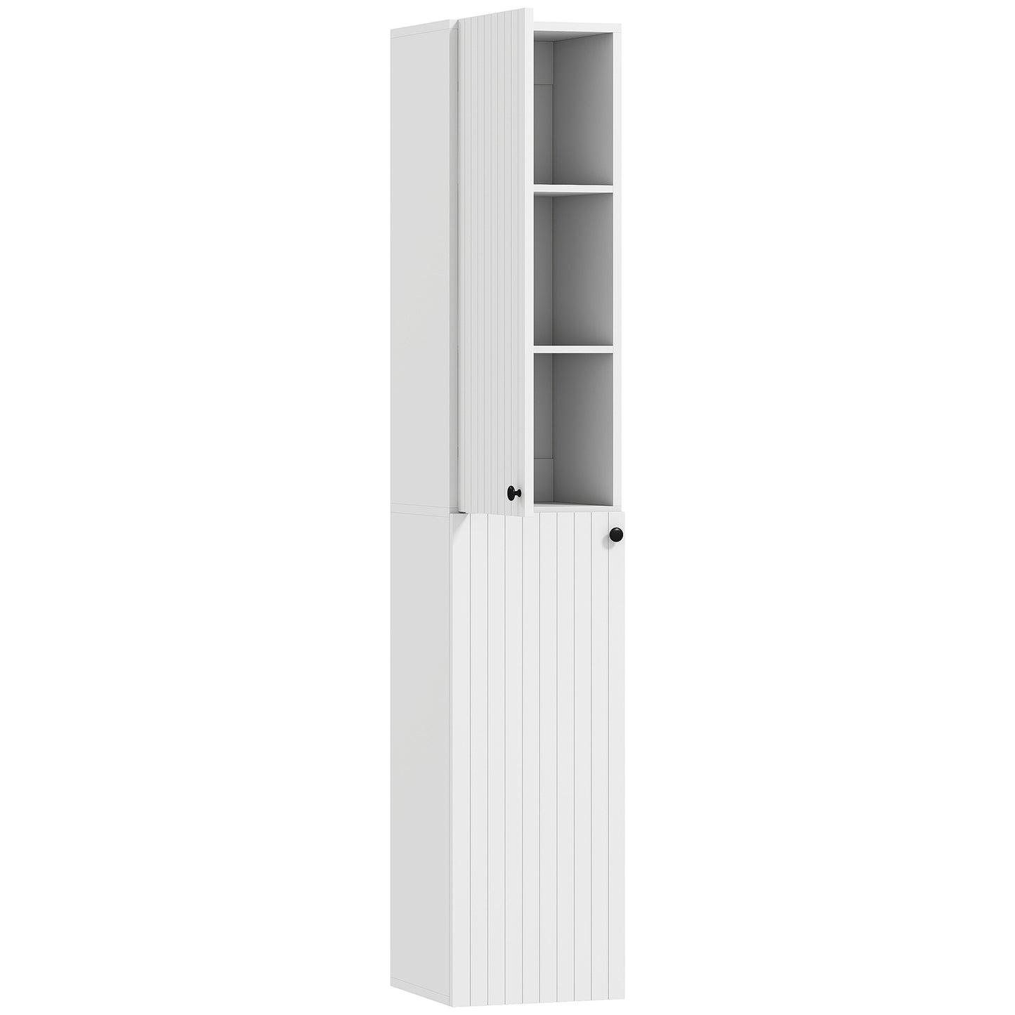 Wall-Mounted Bathroom Cabinet, White MDF, 161 cm