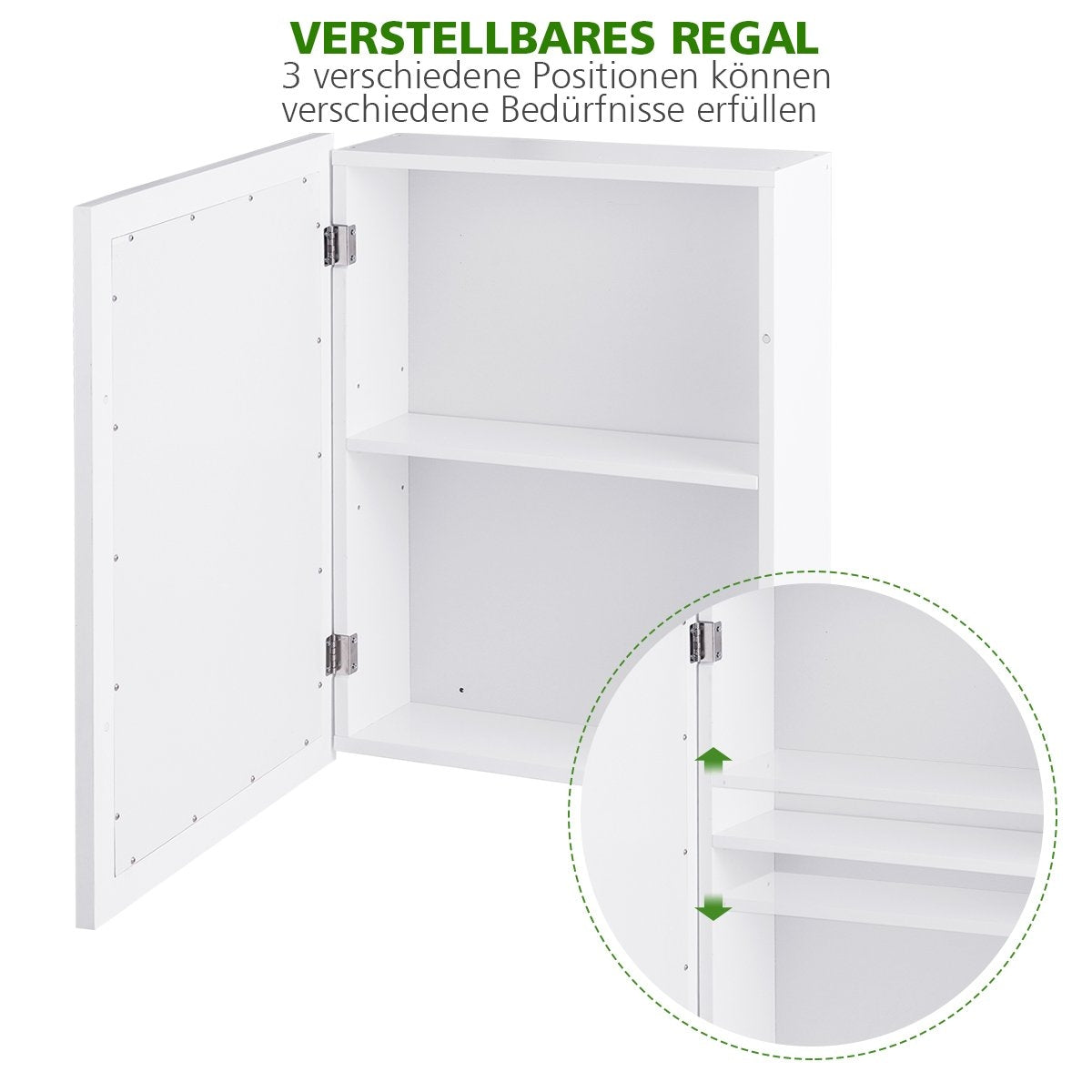 Wall-Mounted Bathroom Cabinet with Mirror, 50x16x66 cm, White
