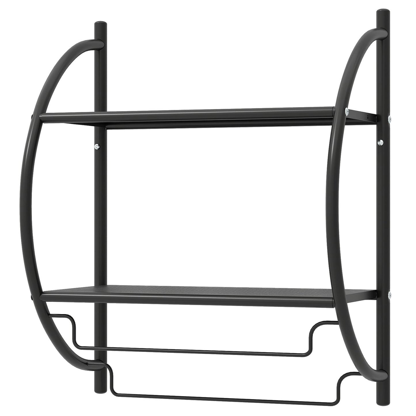 Wall-Mounted Black Metal Towel Rack with Shelf, 45x25.5x55 cm