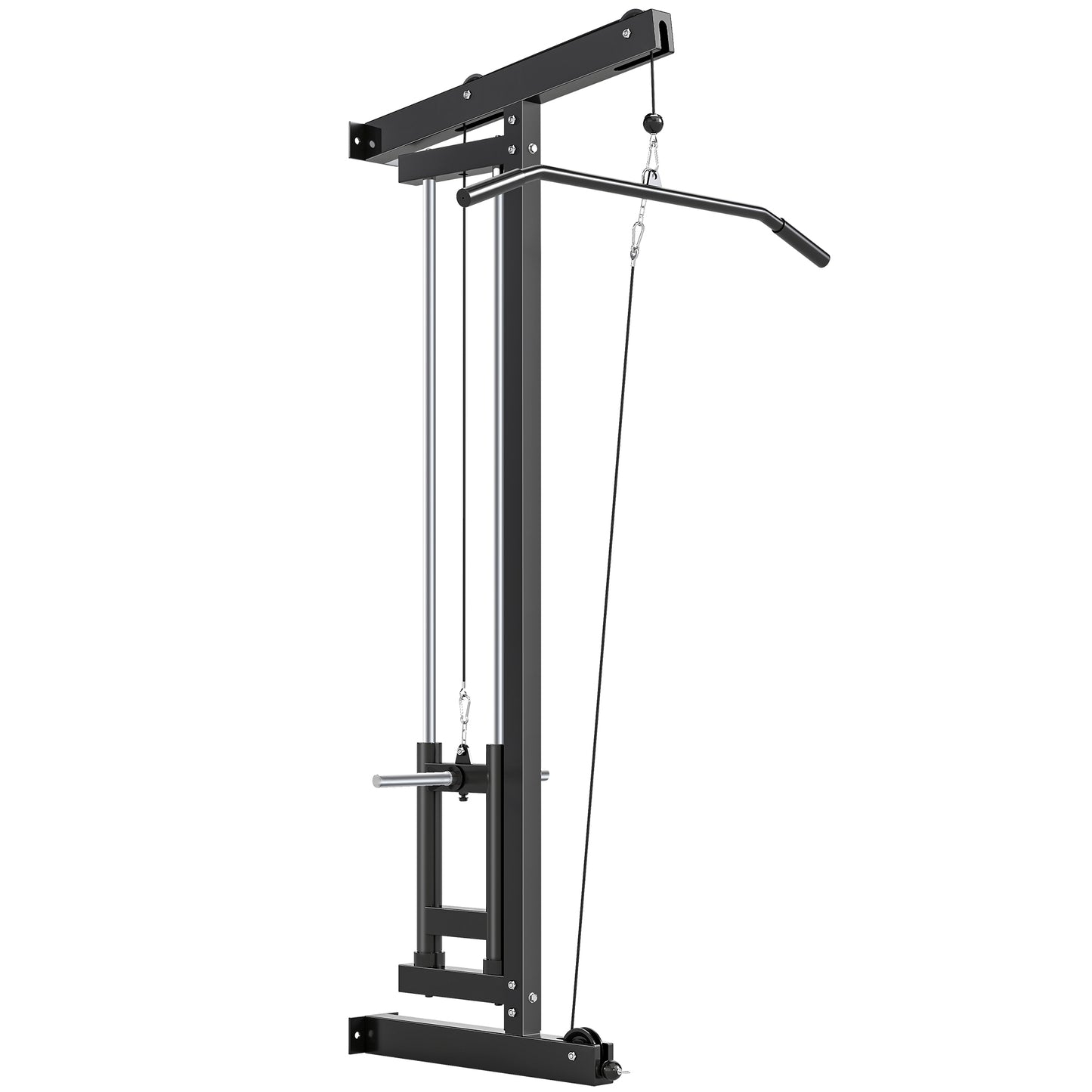 Wall-Mounted Cable Machine, Steel, Black, Home Gym Equipment