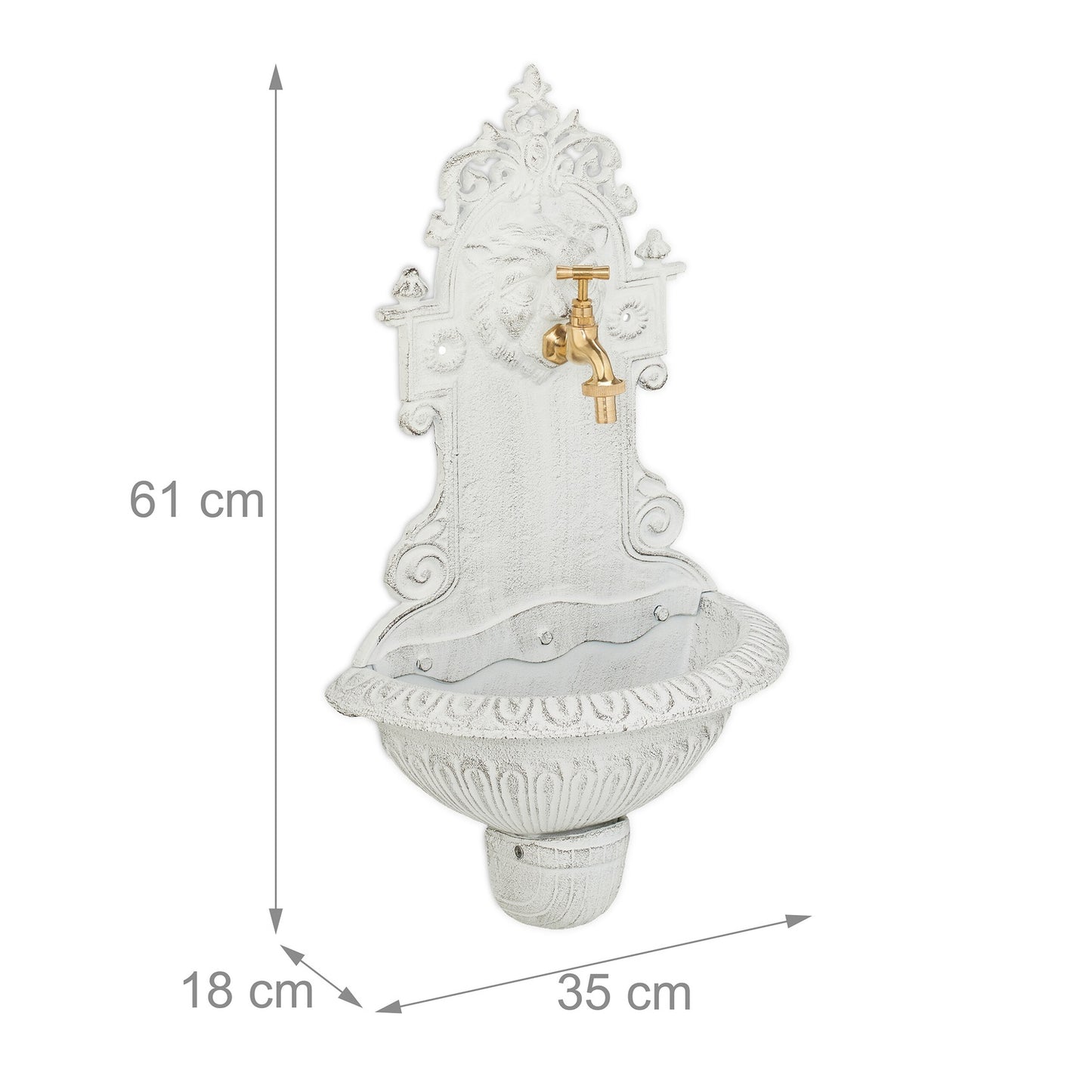 Wall-Mounted Cast Iron Garden Fountain with Tap